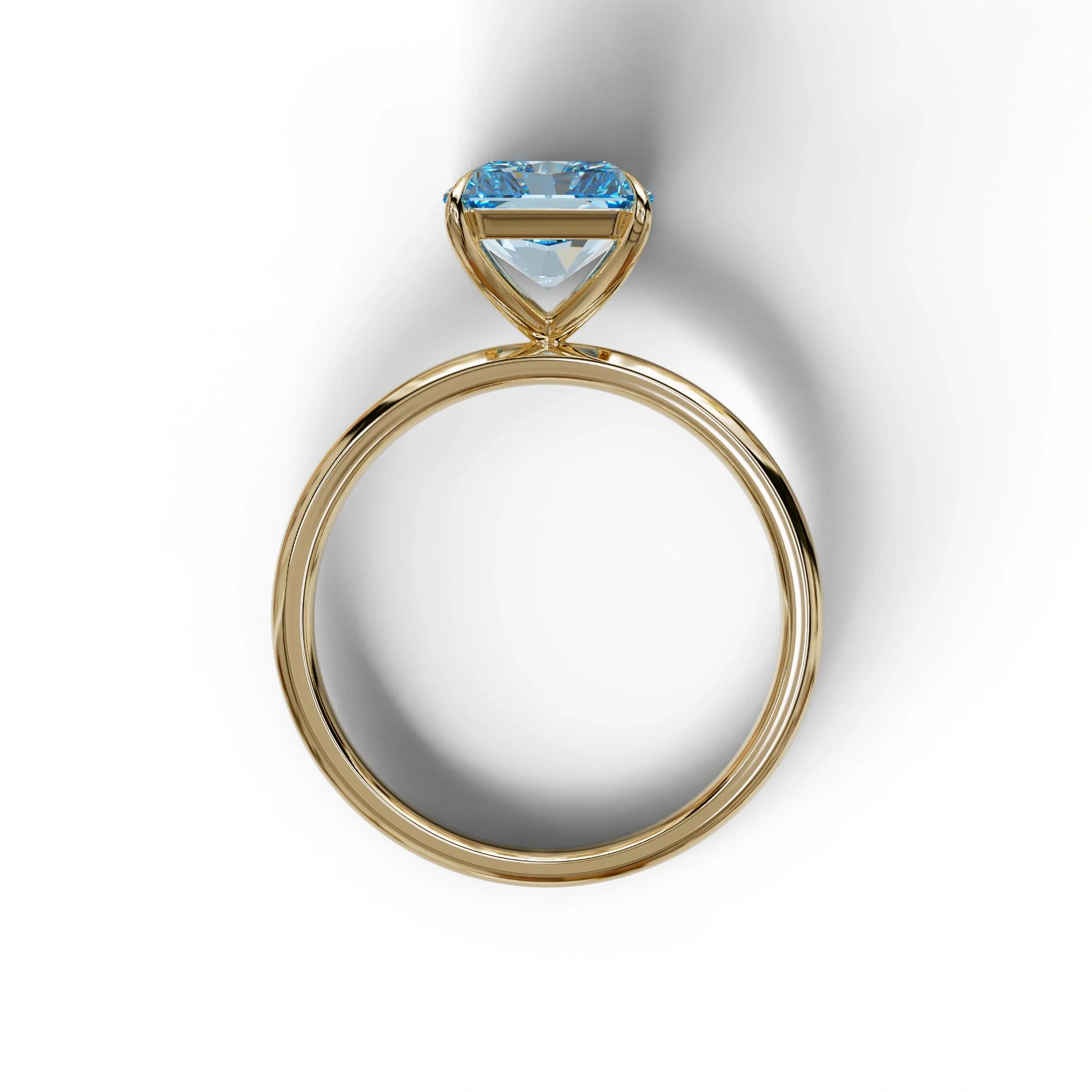 Fancy Blue Radiant Cut Solitaire Lab Grown Diamond Engagement Ring - Papilia