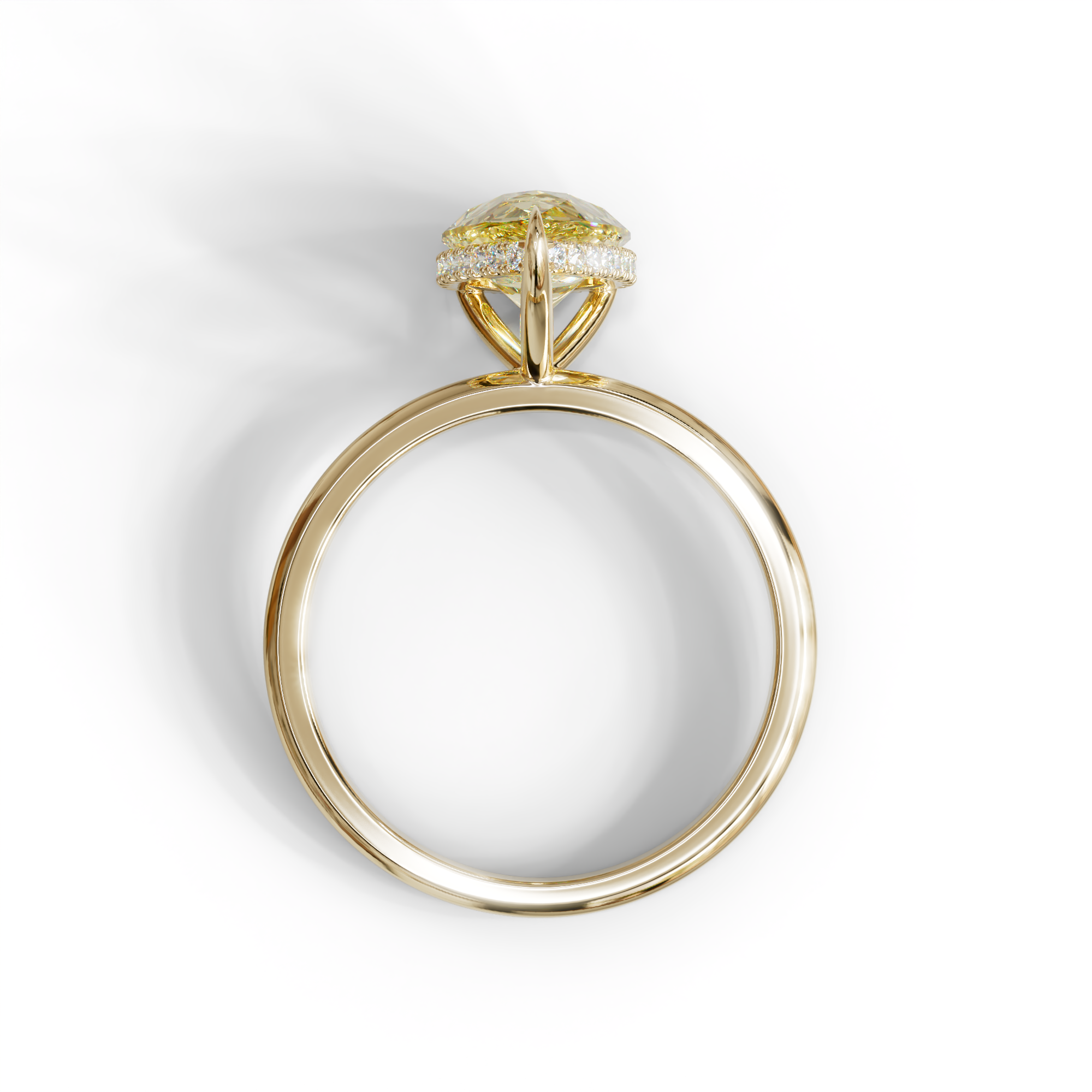 3.5 Carat Yellow Pear Cut Hidden Halo Lab Diamond Ring