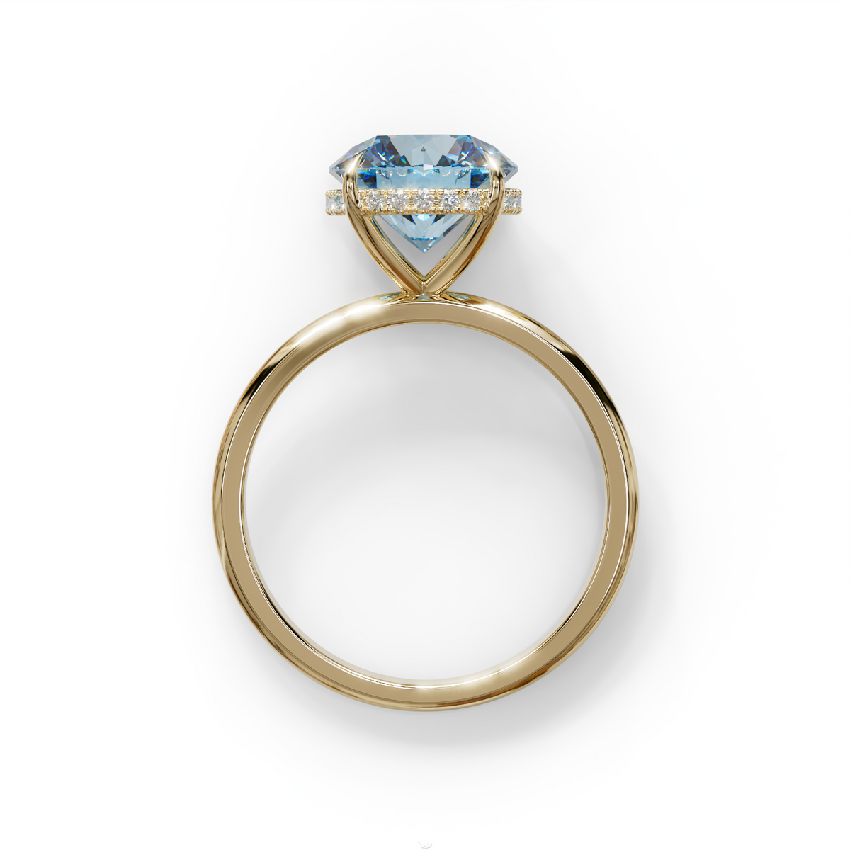 3 Carat Round Blue Hidden Halo Lab Diamond Ring - Luxe Cercle