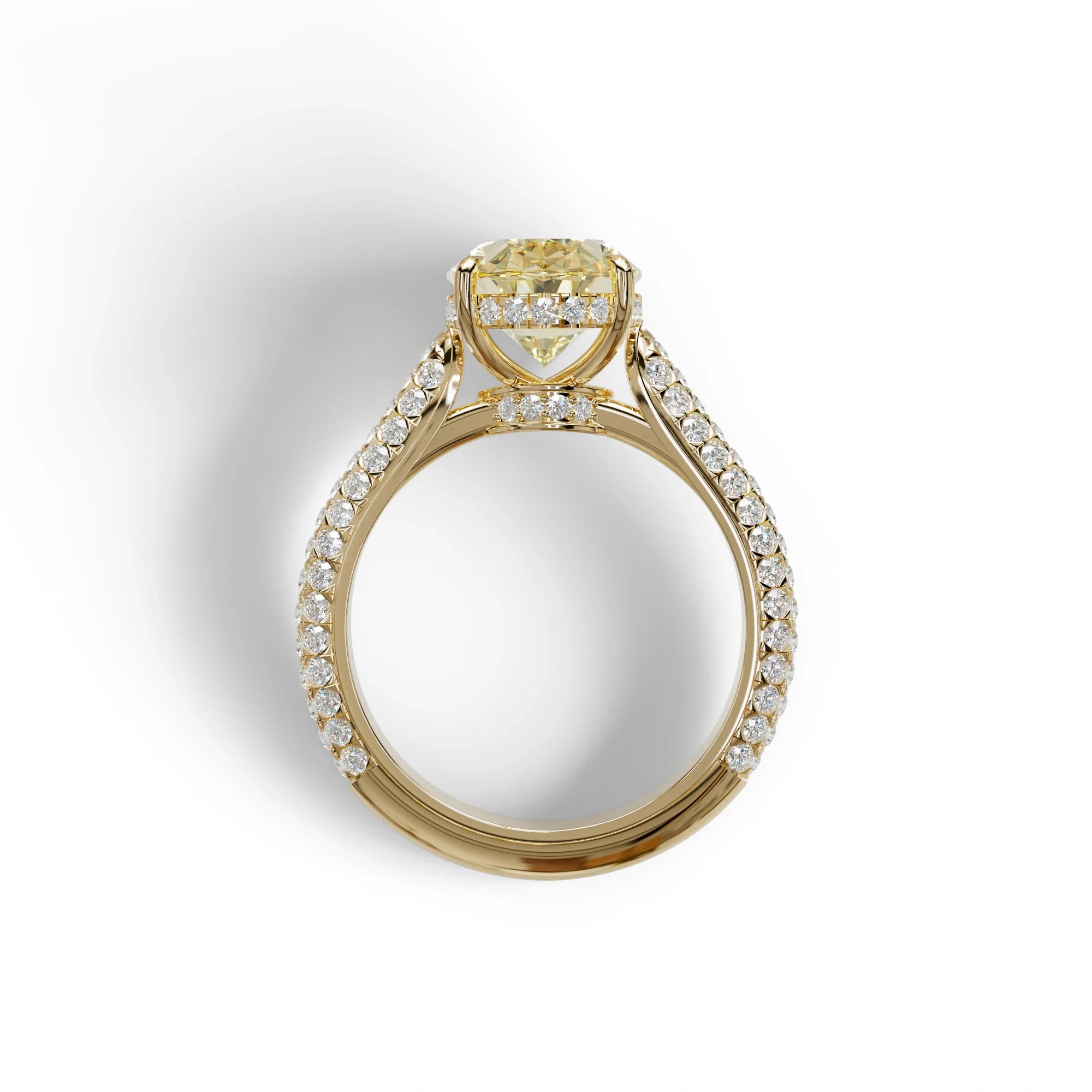 3 Carat Yellow Radiant Cut Hidden Halo & Pave Set Lab Diamond Engagement Ring - Viviana