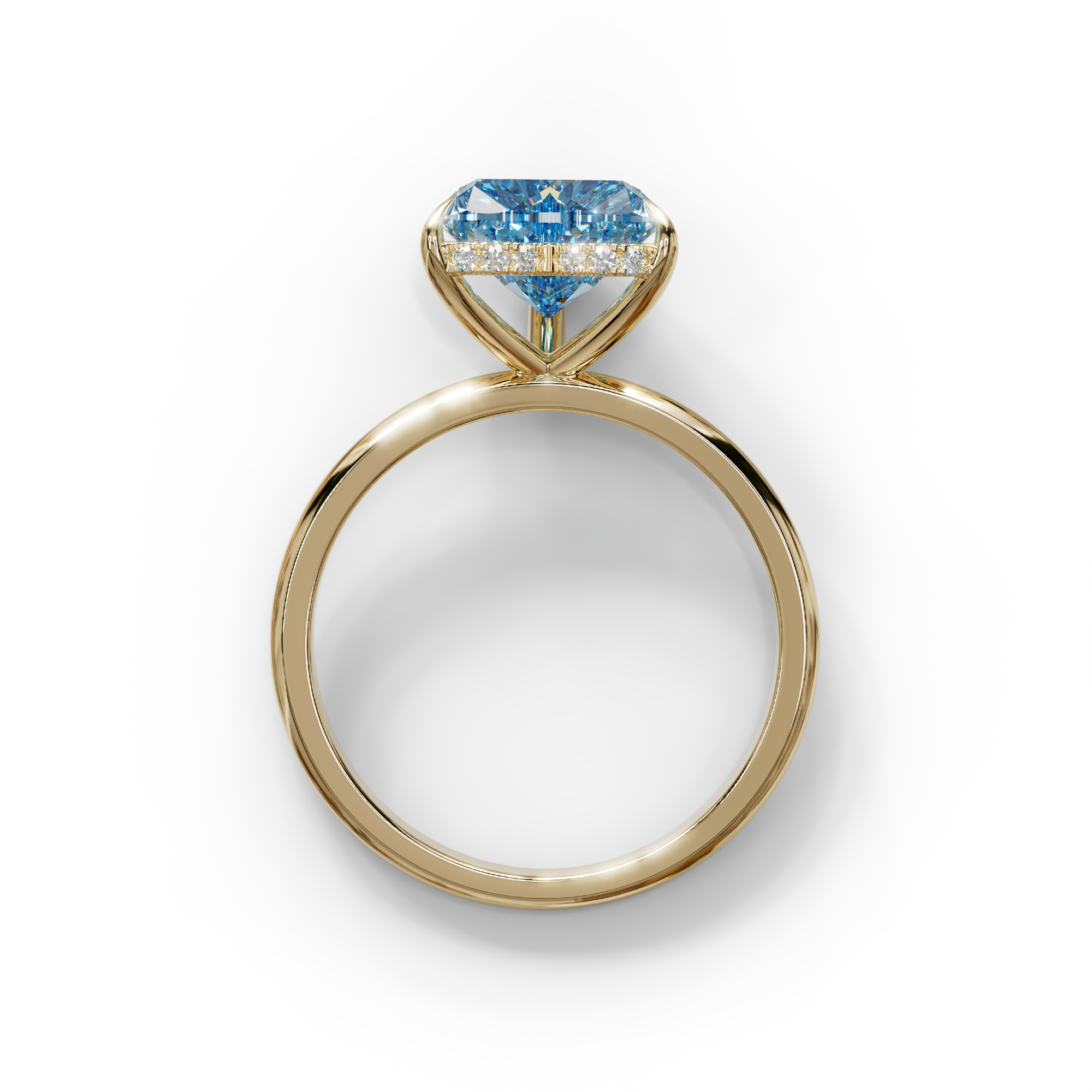 3 Carat Blue Heart Cut Hidden Halo Set Lab Grown Diamond Engagement Ring