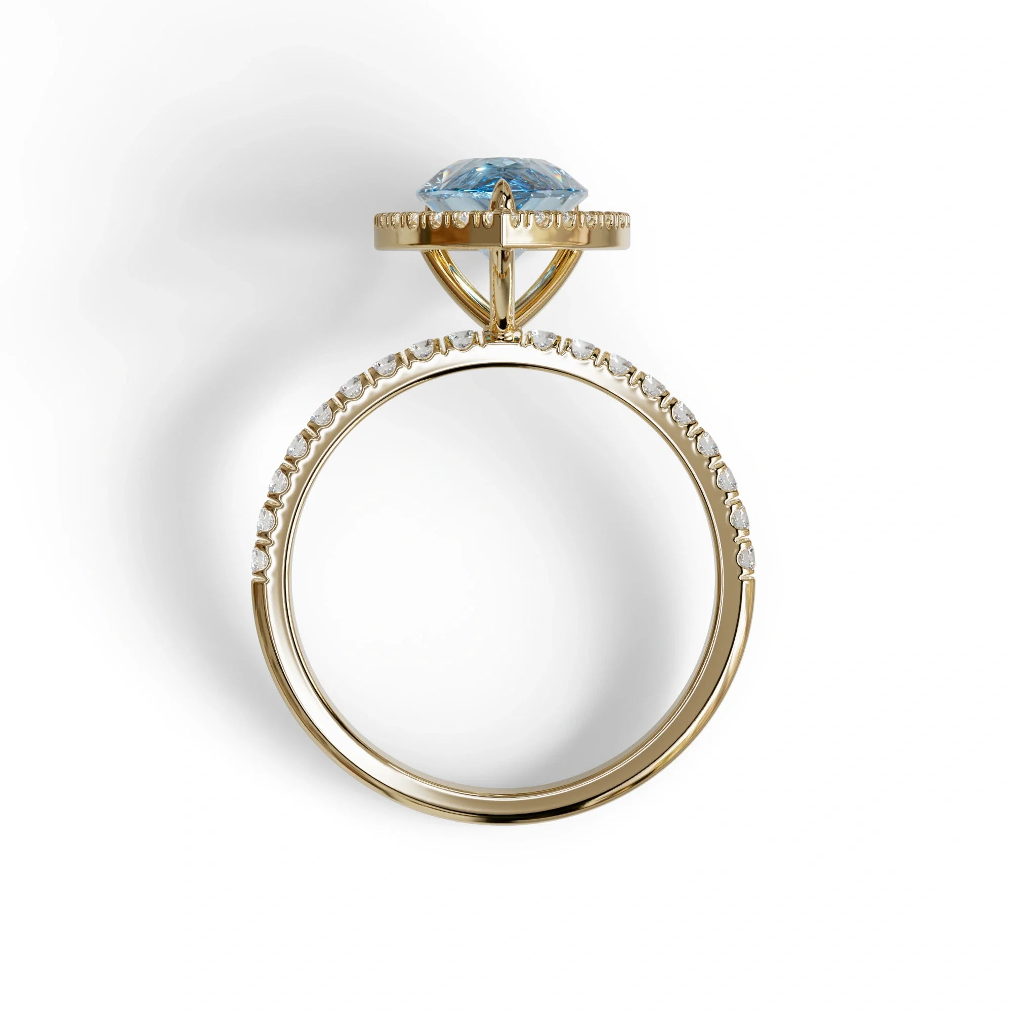2 Carat Blue Pear Cut Halo & Pave Lab Diamond Ring - Glam Deck