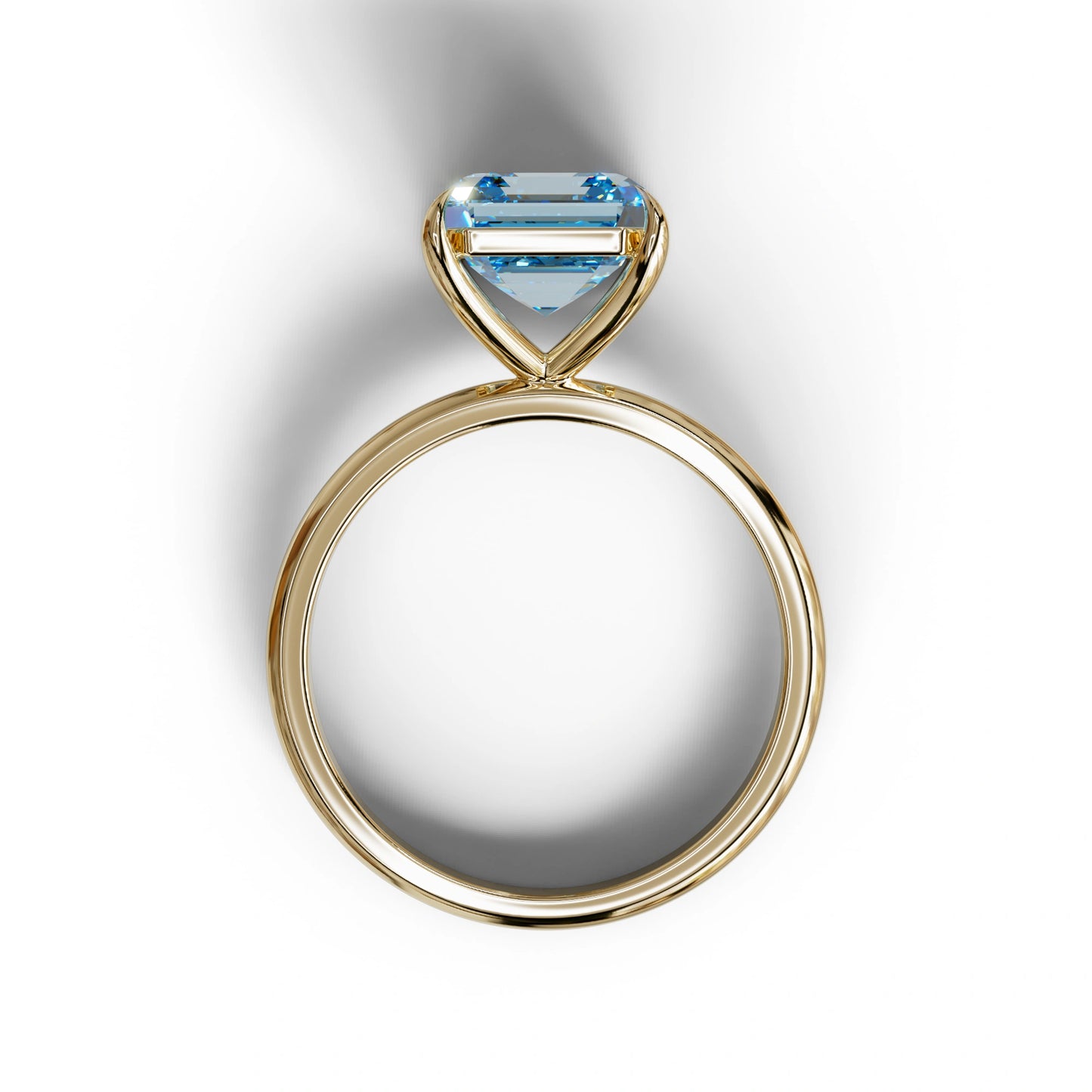 Fancy Blue Asscher Cut Solitaire Lab Grown Diamond Engagement Ring - Fabriciana