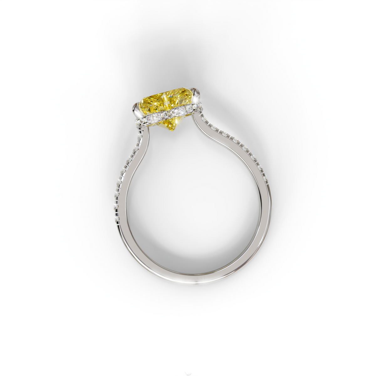 Yellow Heart Cut Lab Grown Diamond Engagement Ring – Pavé Band Setting