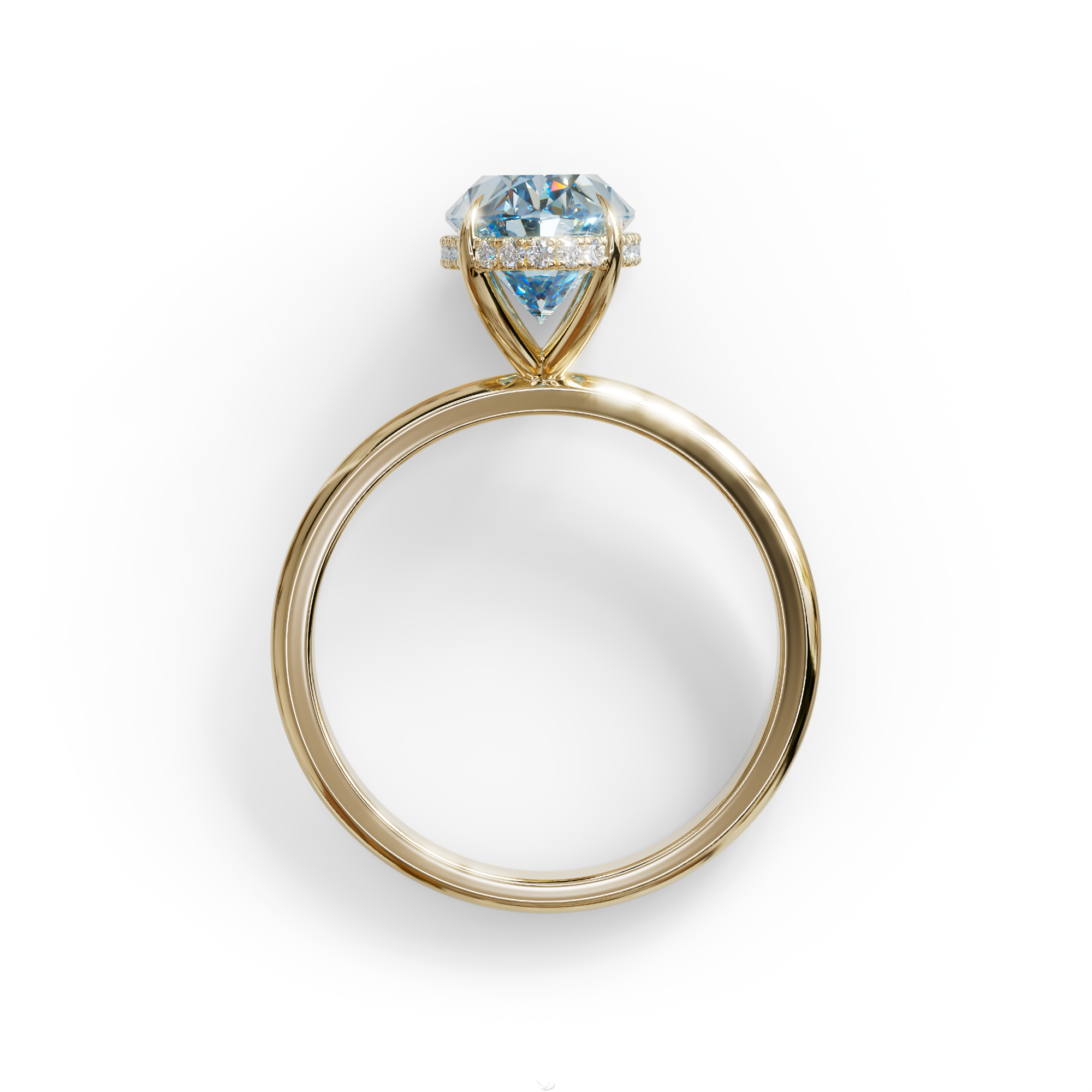 2.5 Carat Blue Oval Cut Hidden Halo Lab Diamond Ring - Mi Amor