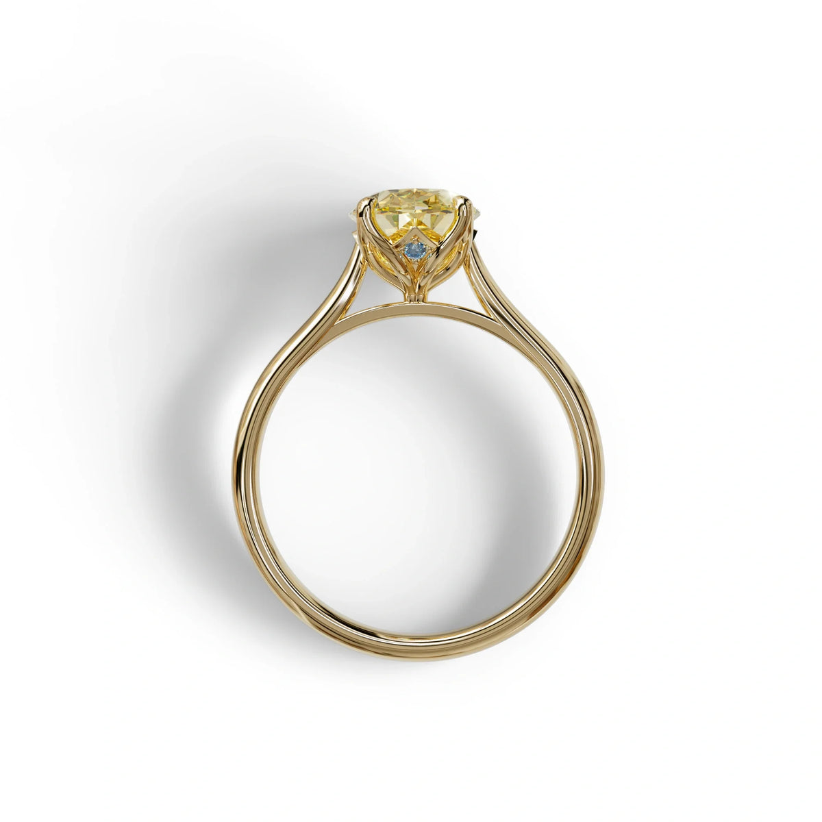 Yellow Oval Cut Hidden Diamond Solitaire Lab Grown Diamond Ring - Secrecy