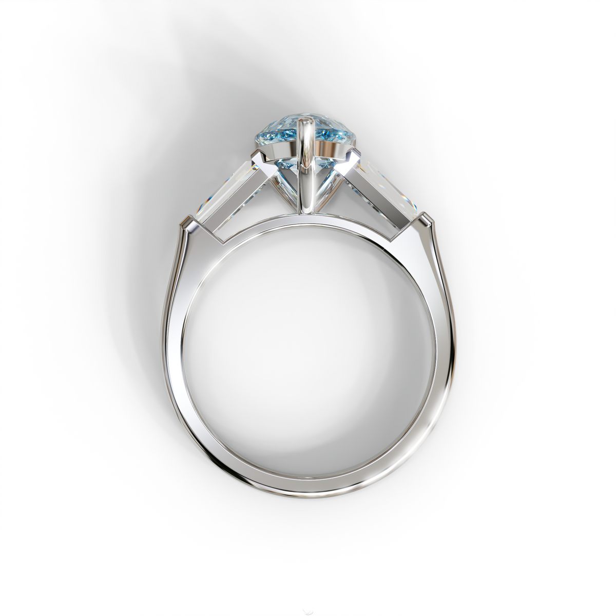 3 Carat Pear Cut Blue Lab Diamond Engagement Ring - Bella