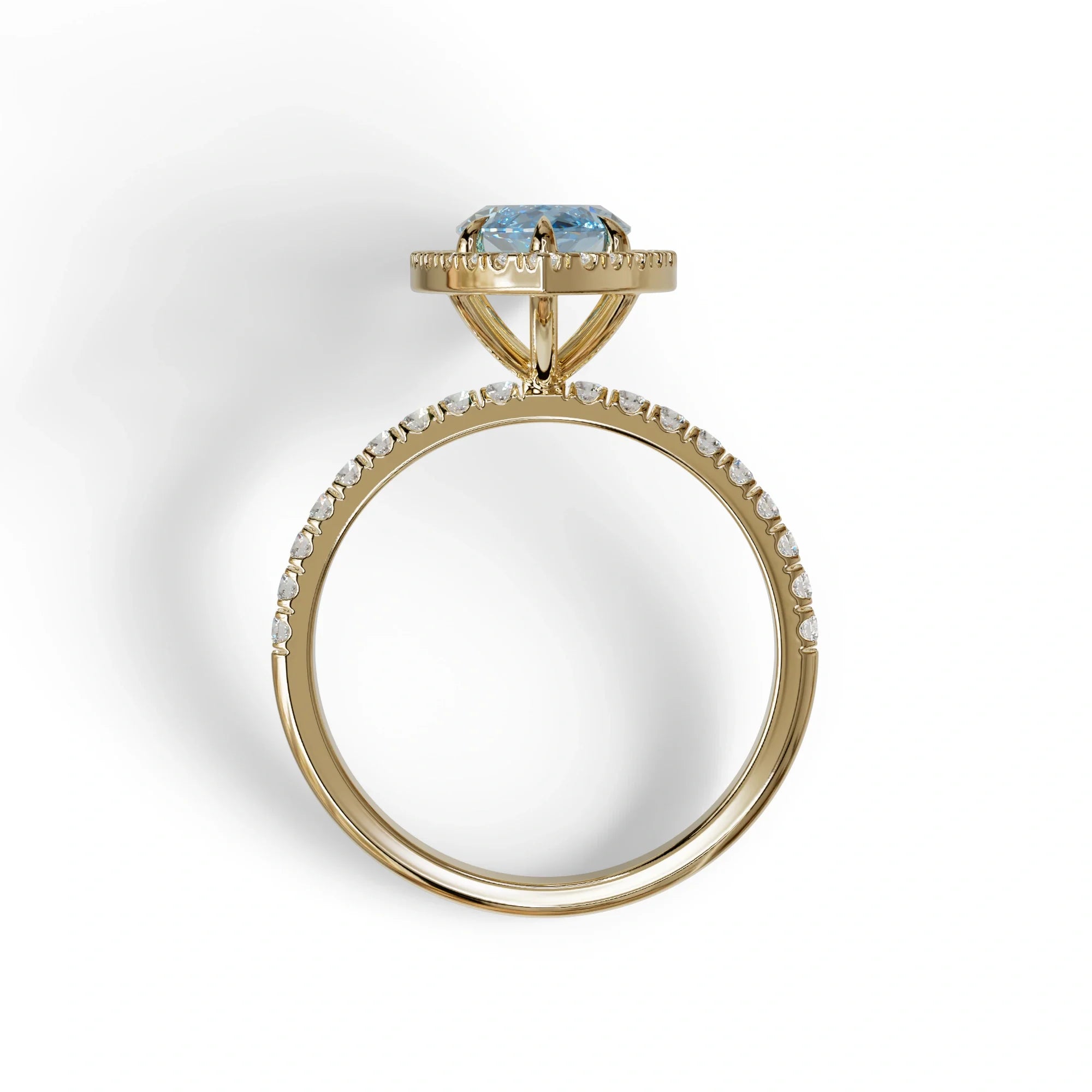 Blue Marquise Cut Halo & Pave Lab Grown Diamond Engagement Ring - Simplicity