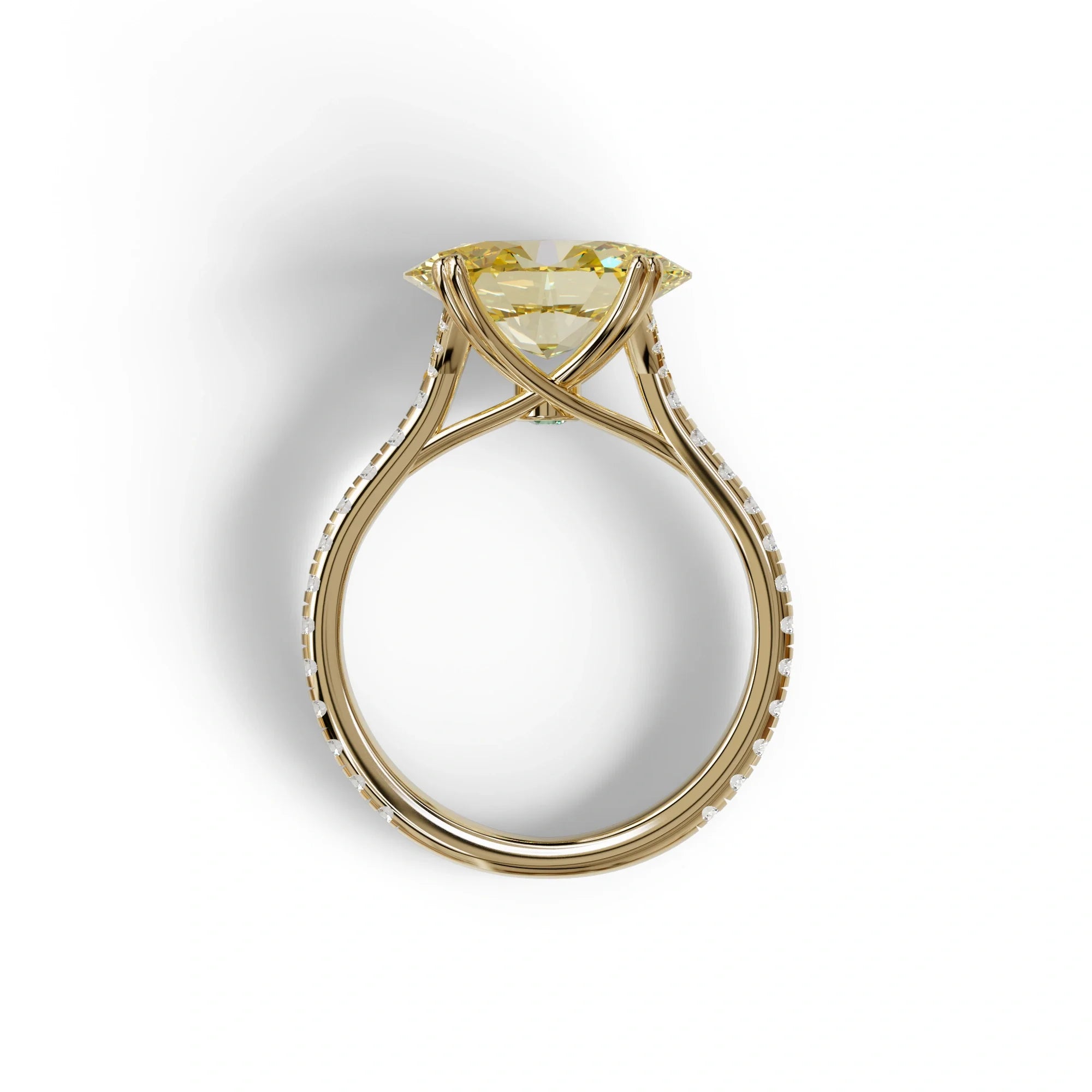 3 Carat Oval Cut Yellow Lab Grown Diamond Engagement Ring - Ellipse