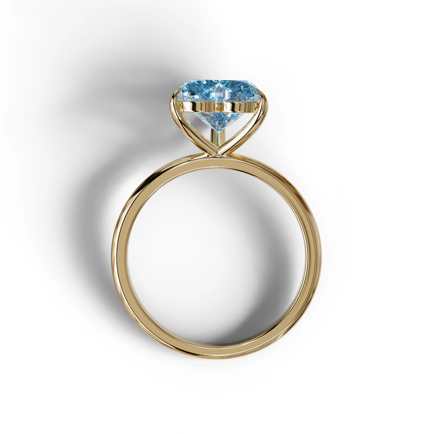 Fancy Blue Heart Cut Solitaire Lab Grown Diamond Engagement Ring - Mellow