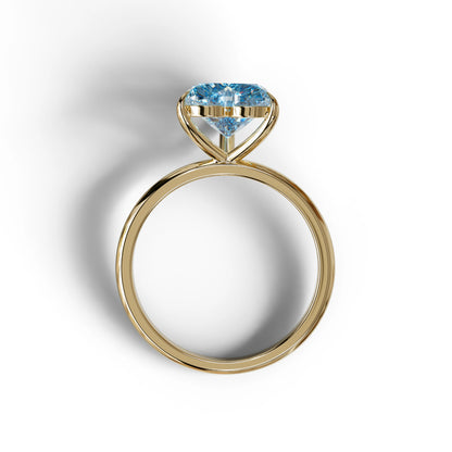 Fancy Blue Heart Cut Solitaire Lab Grown Diamond Engagement Ring - Mellow