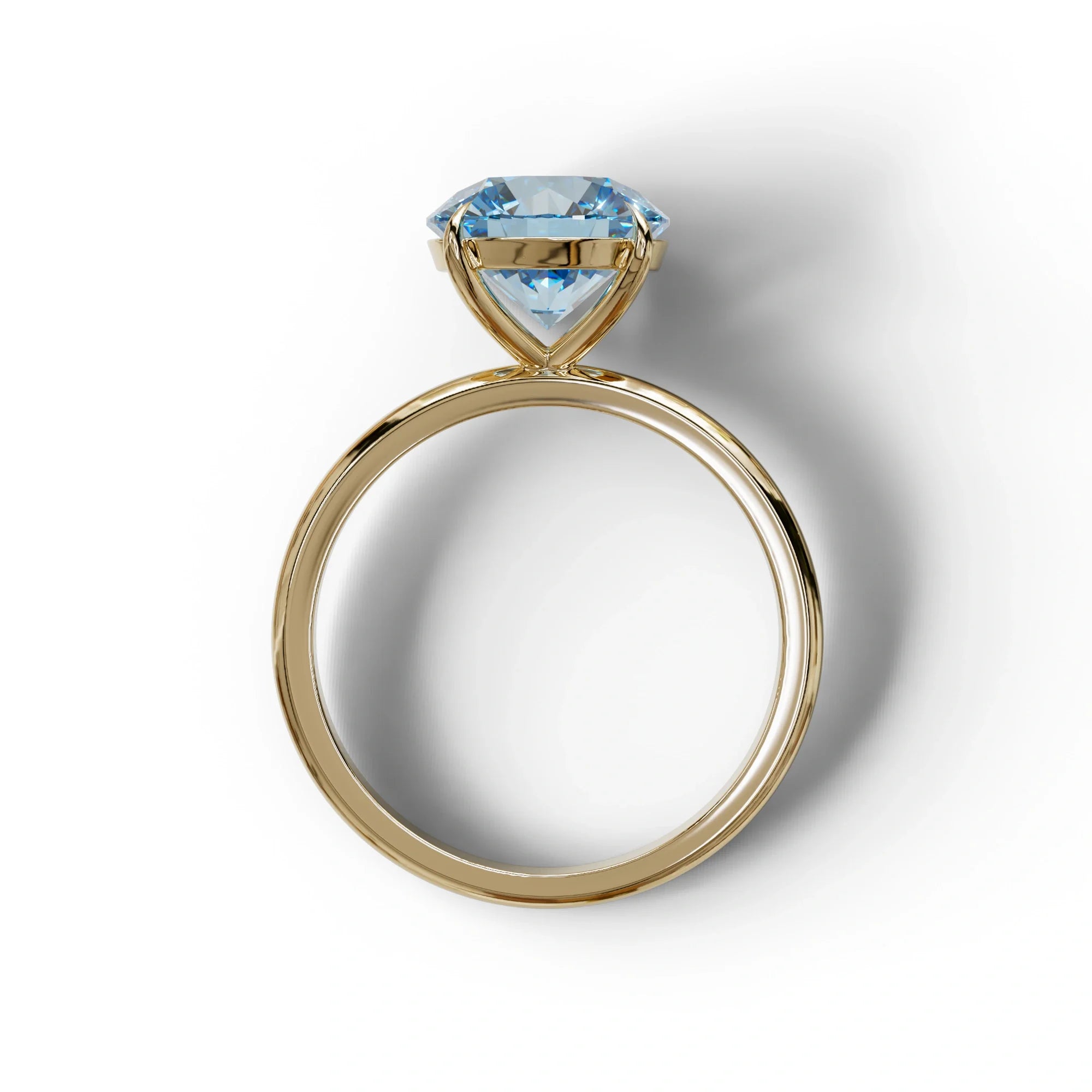 Blue Round Cut Solitaire Lab Diamond Engagement Ring - Italia