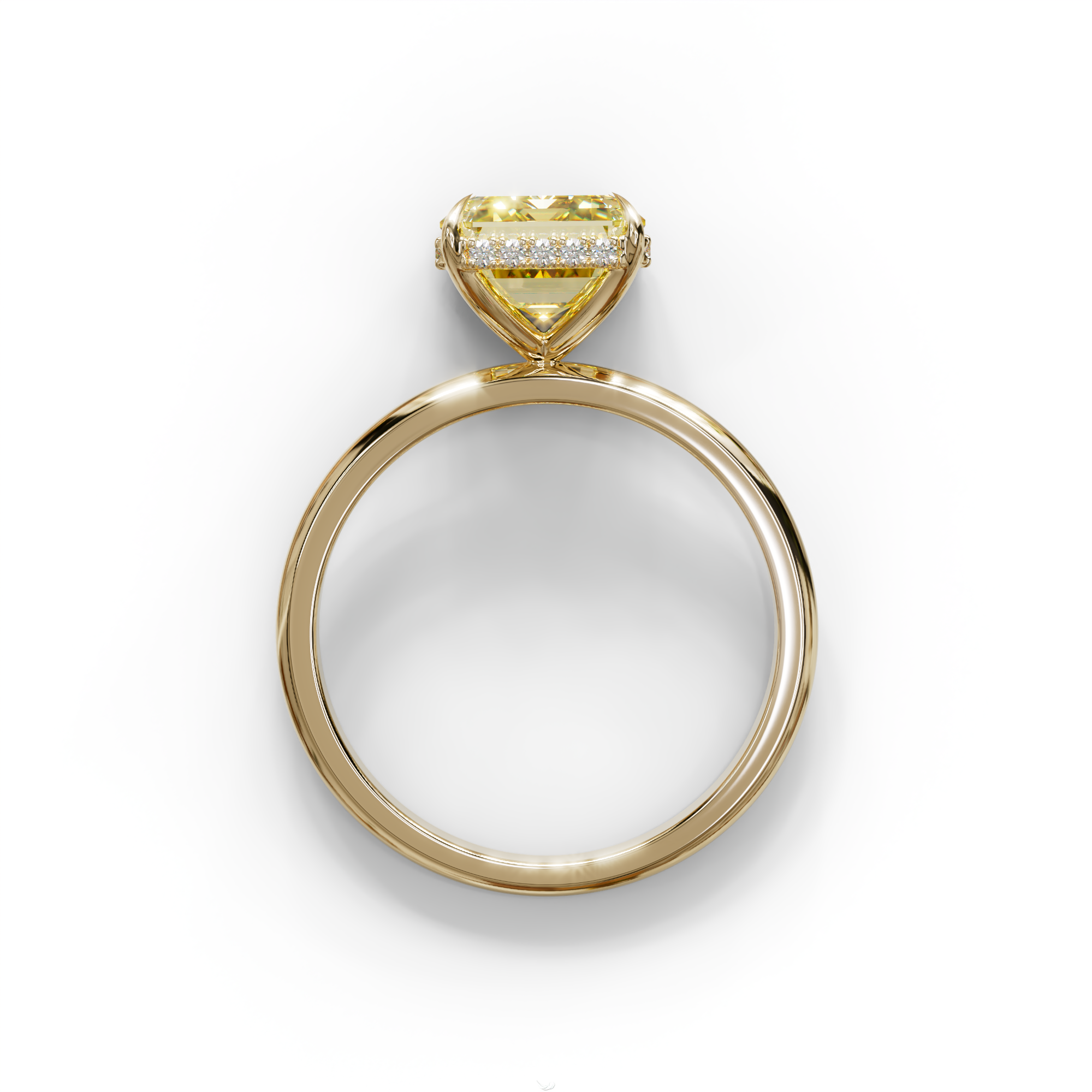 3 Carat Yellow Emerald Cut Hidden Halo & Claw Setting Lab Grown Diamond Ring