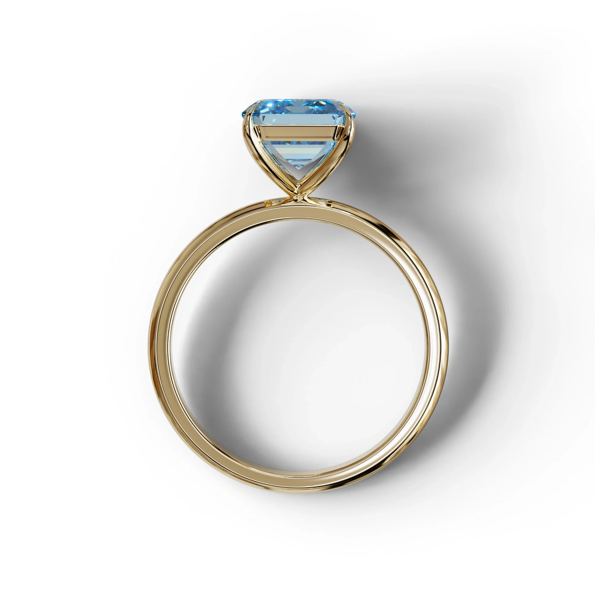 Fancy Blue Emerald Cut Solitaire Lab Grown Diamond Engagement Ring - Vanessa