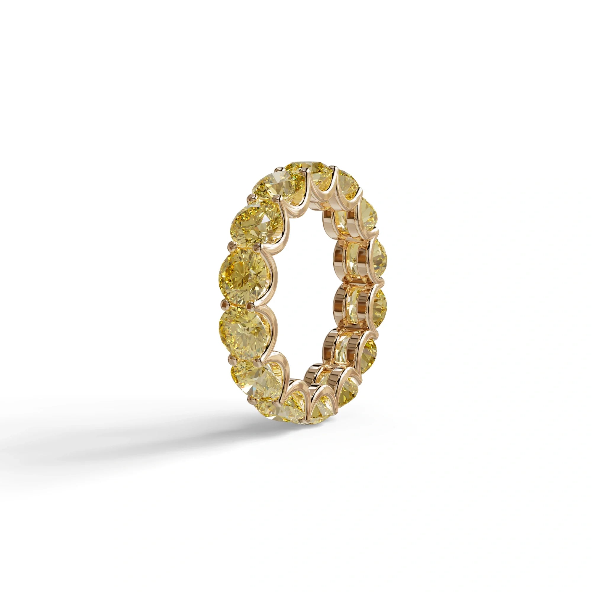 Yellow Round Brilliant Diamond Full Eternity Band in 18k Yellow Gold – Scalloped U-Prong Setting