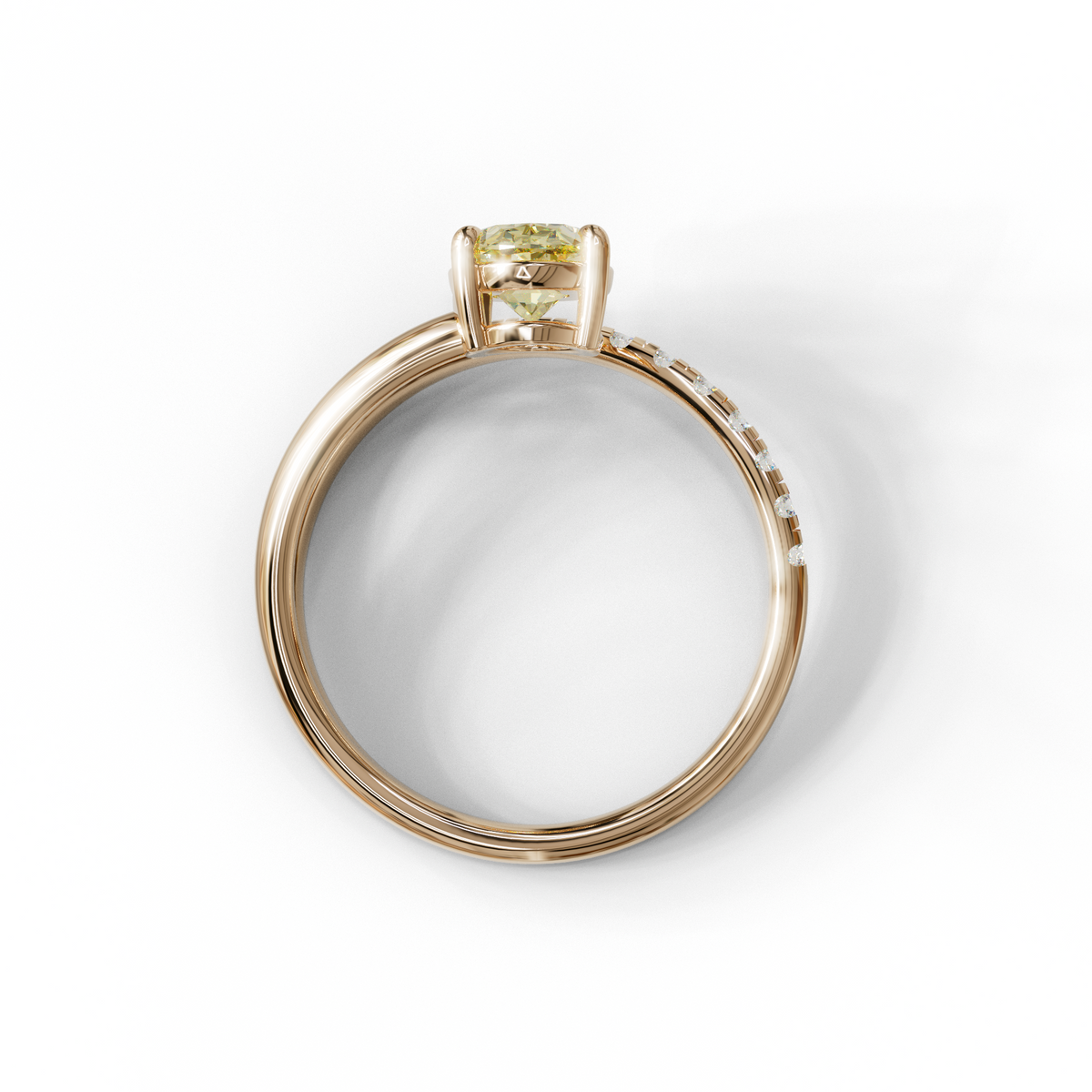 1.5 Carat S-Curve Yellow Oval Diamond Pave-set Diamond Ring - Bypass