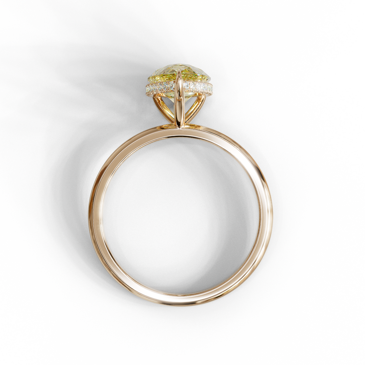 3.5 Carat Yellow Pear Cut Hidden Halo Lab Diamond Ring