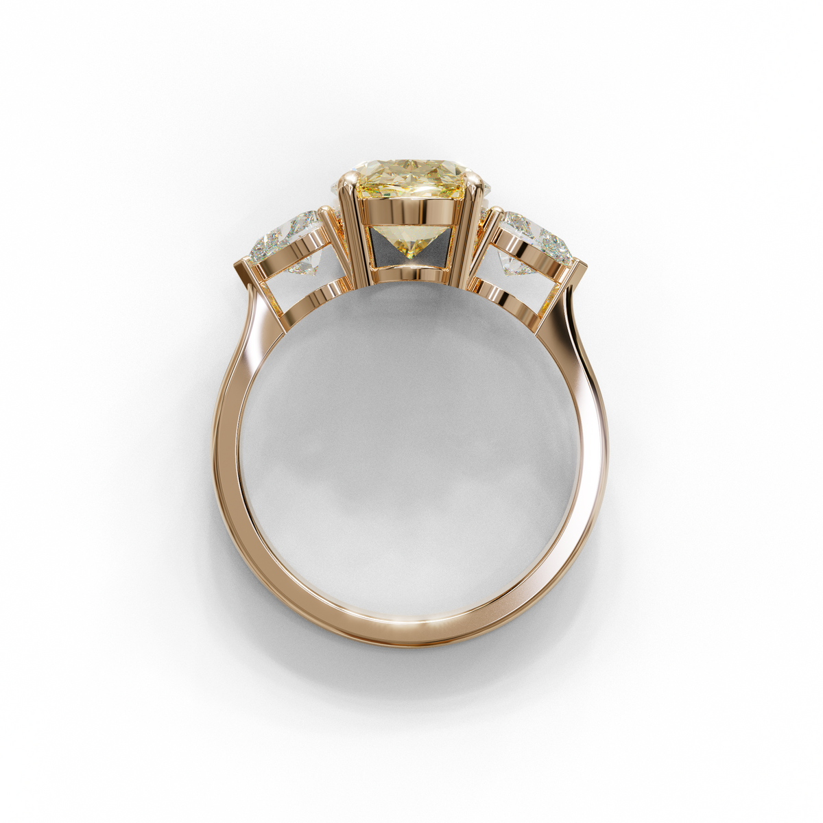 4 Ct Yellow Oval & Heart Shape 3 Stone Engagement Diamond Ring - Lucid