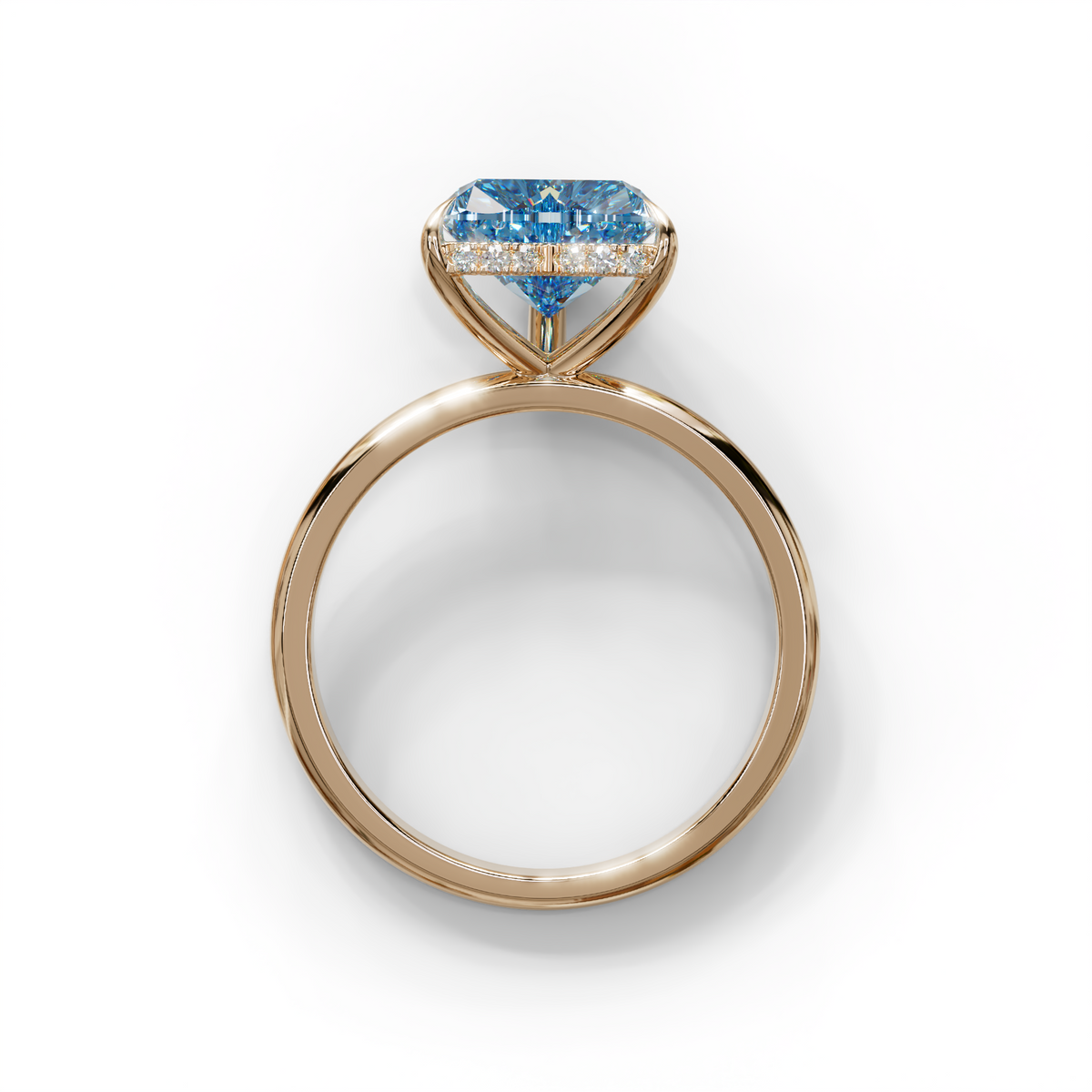 3 Carat Blue Heart Cut Hidden Halo Set Lab Grown Diamond Engagement Ring