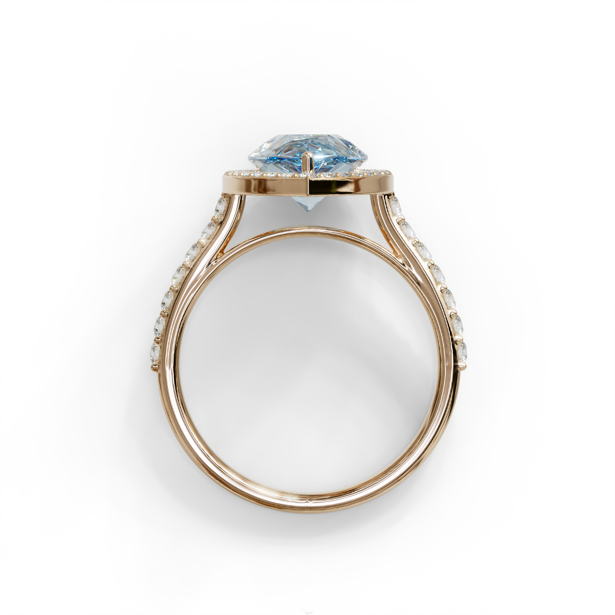 3 Carat Blue Pear Cut Halo & Pave Setting Lab Grown Diamond Ring - Madona