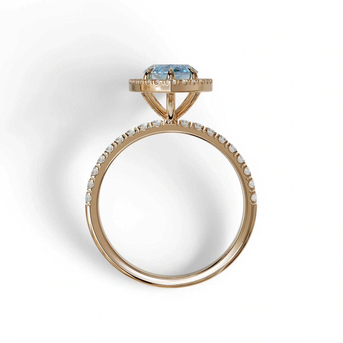 Blue Marquise Cut Halo & Pave Lab Grown Diamond Engagement Ring - Simplicity