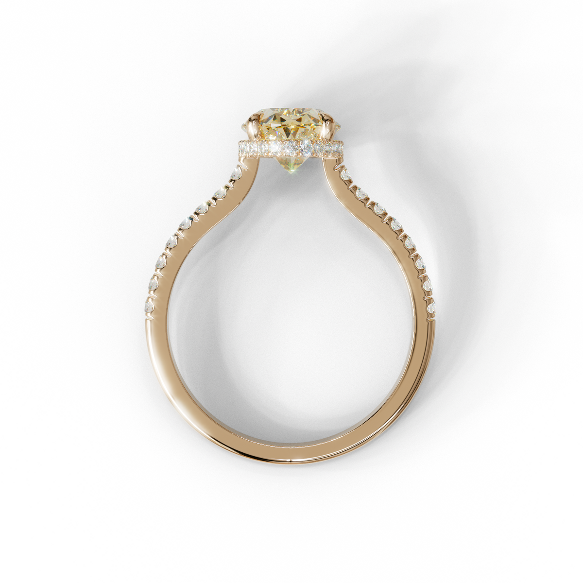 2.5 Carat Yellow Oval Hidden Halo & Pave Setting Lab Diamond Ring - Eblouissant