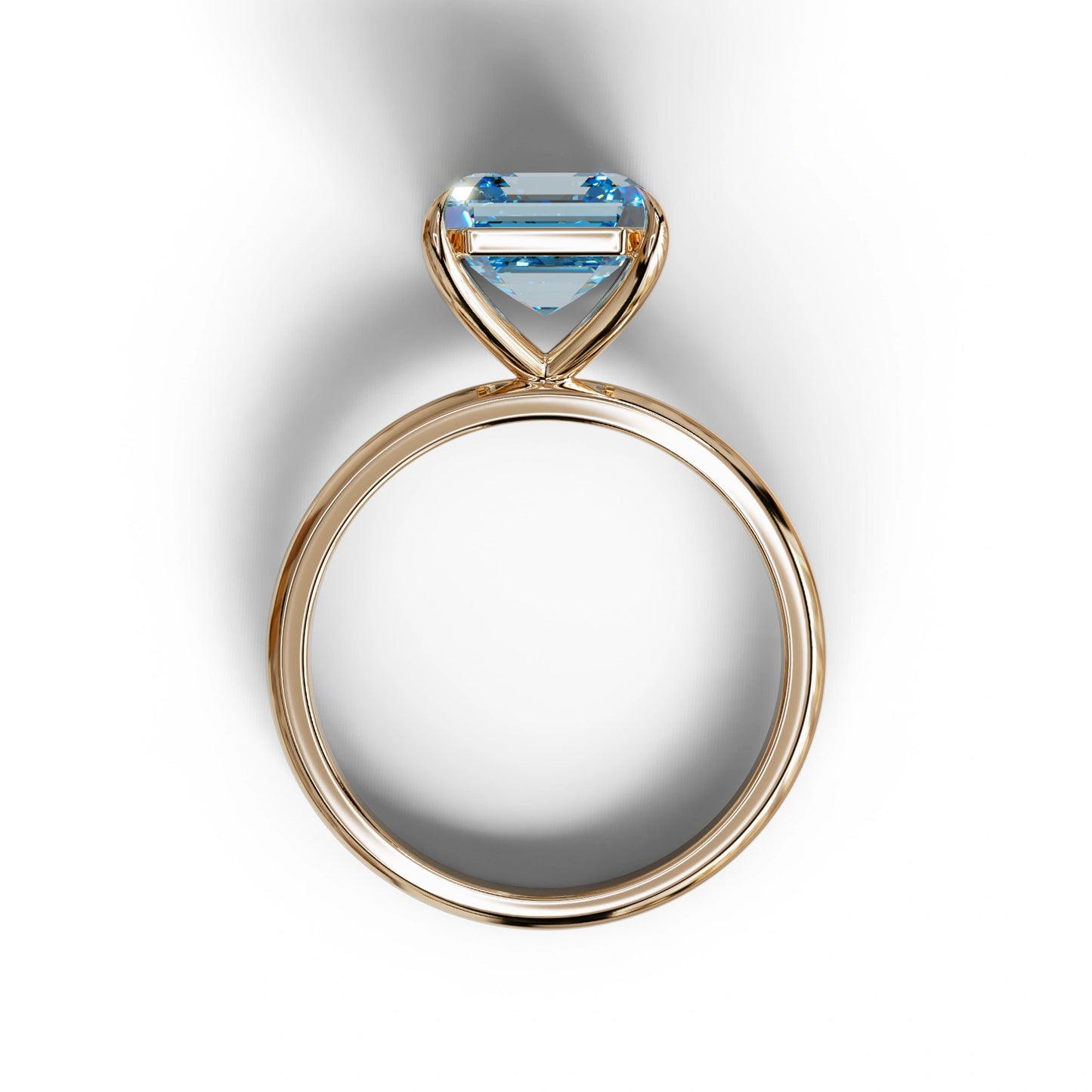 Fancy Blue Asscher Cut Solitaire Lab Grown Diamond Engagement Ring - Fabriciana