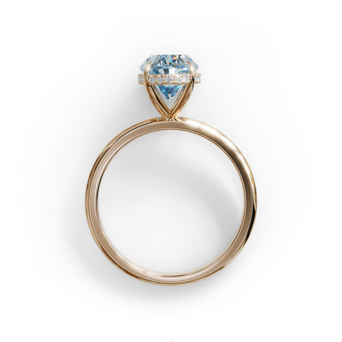 2.5 Carat Blue Oval Cut Hidden Halo Lab Diamond Ring - Mi Amor