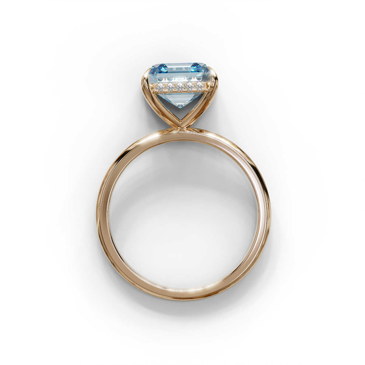 2.5 Carat Blue Asscher Cut Hidden Halo Setting Lab Grown Diamond Ring