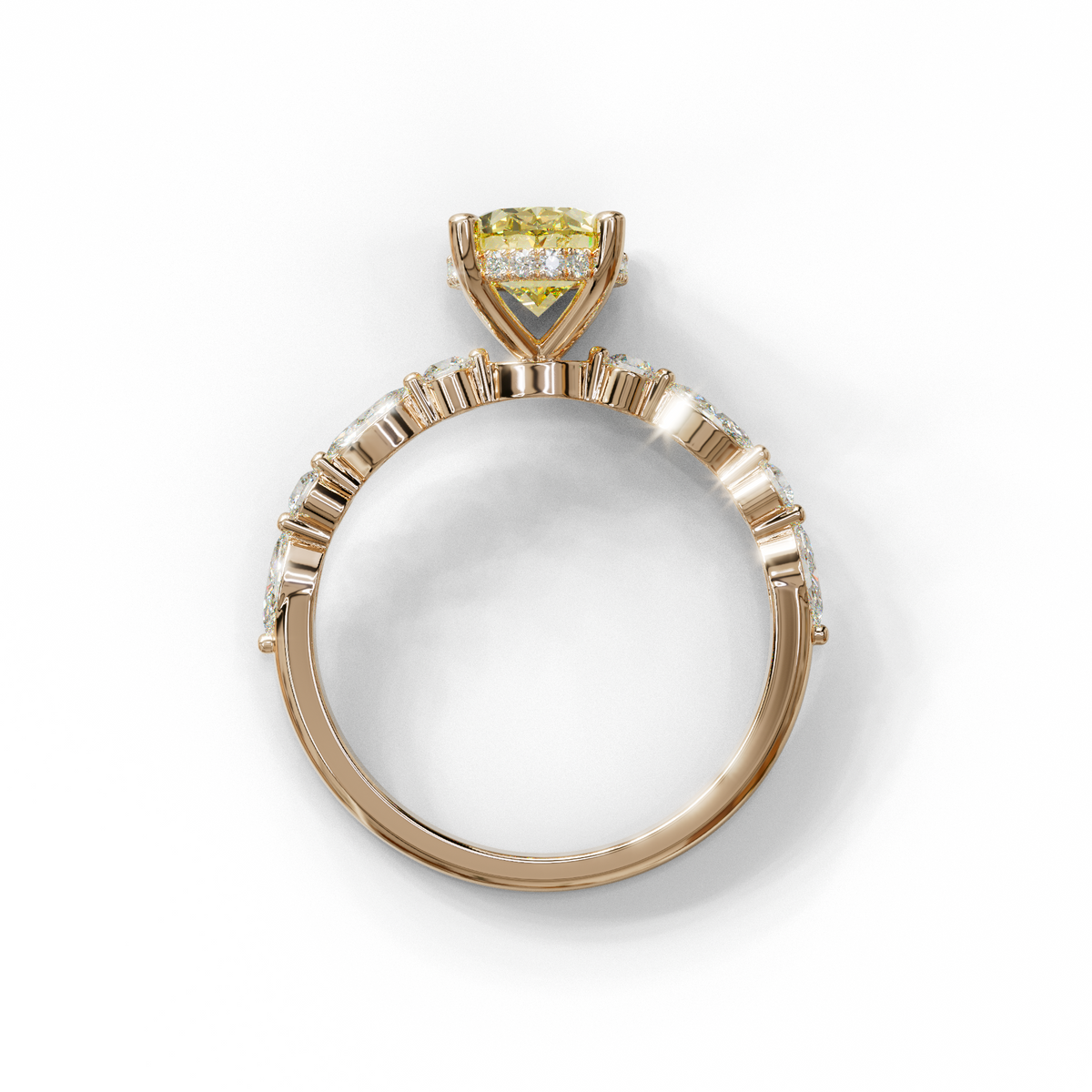2 Carat Yellow Oval Cut Hidden Halo & Pave Lab Diamond Ring - Laina