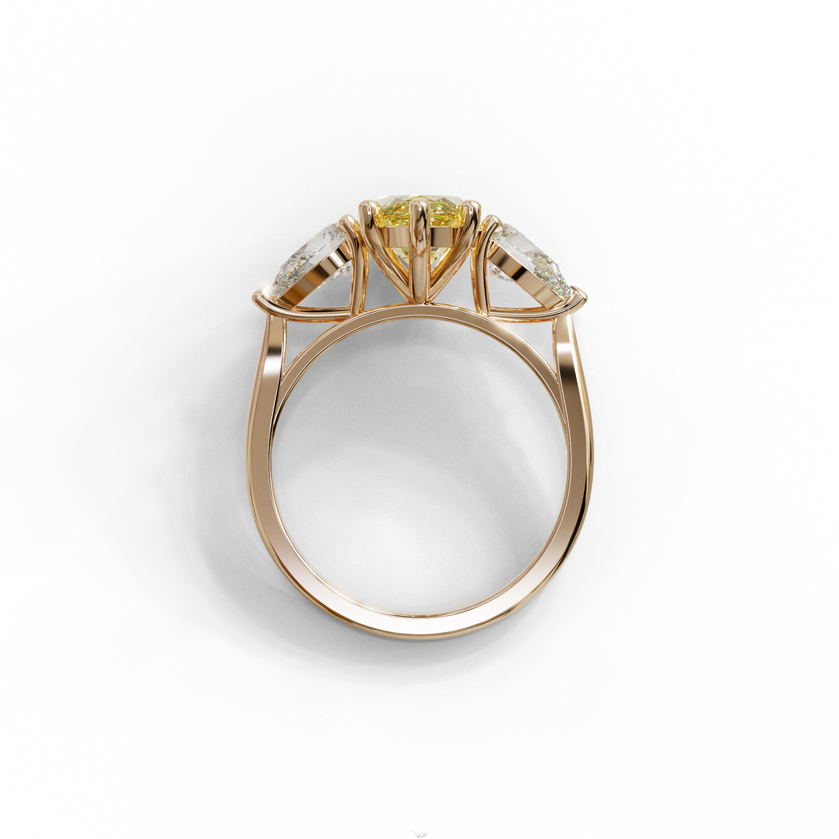 3 Carat Canary Yellow Marquise & Pear Cut Three Stone Lab Grown Diamond Engagement Ring