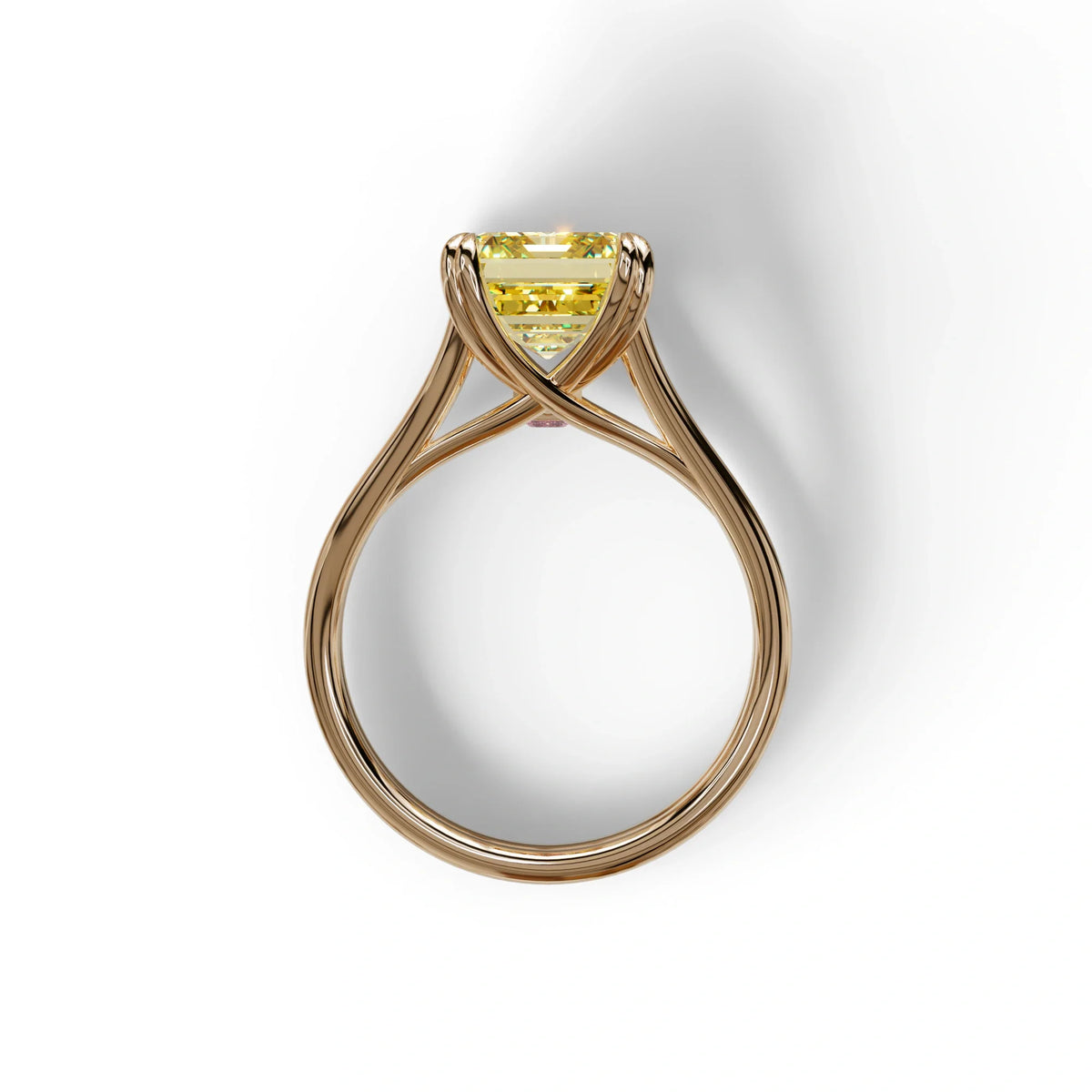 4 Carat Fancy Yellow Emerald Cut Lab Grown Diamond Engagement Ring - Tesira