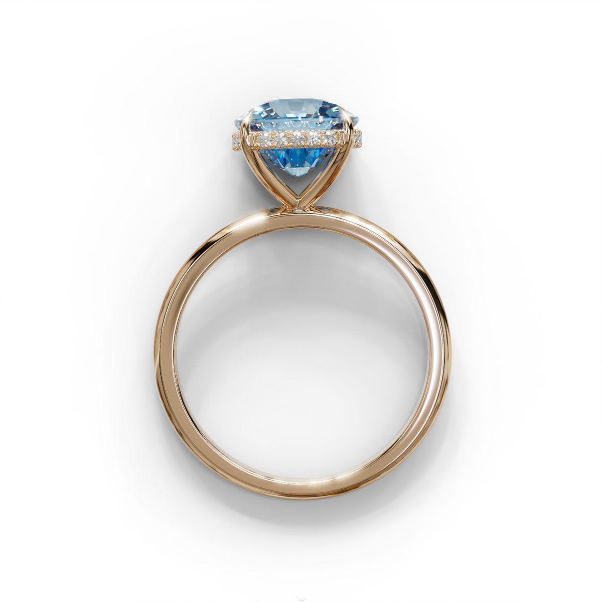 3 Carat Blue Cushion Lab Diamond Hidden Halo Ring