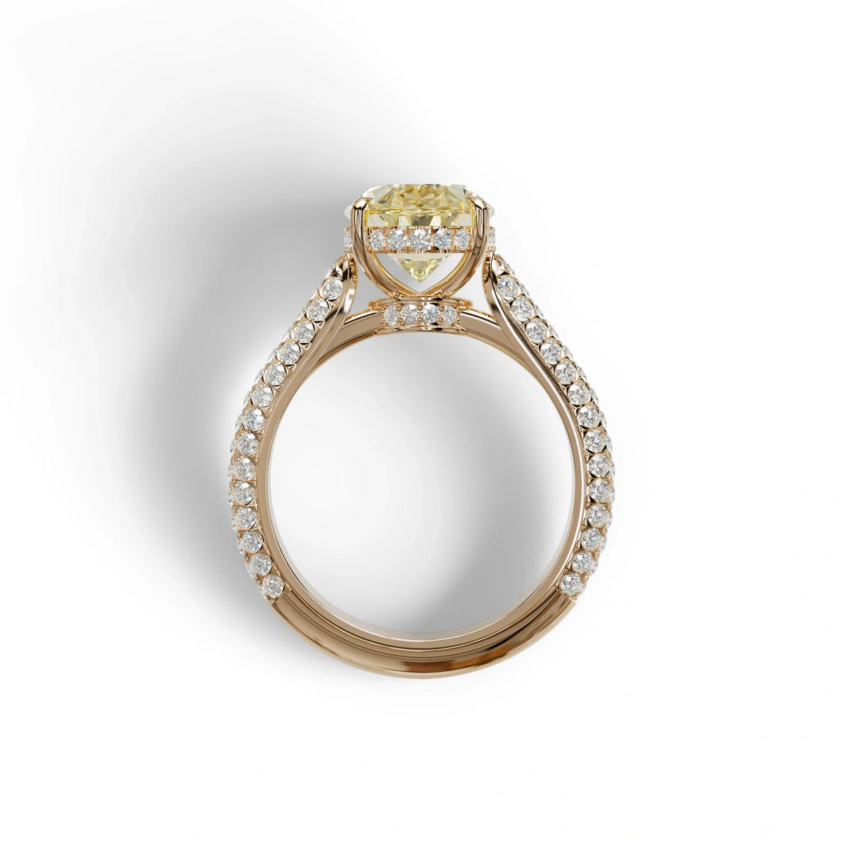 3 Carat Yellow Radiant Cut Hidden Halo & Pave Set Lab Diamond Engagement Ring - Viviana