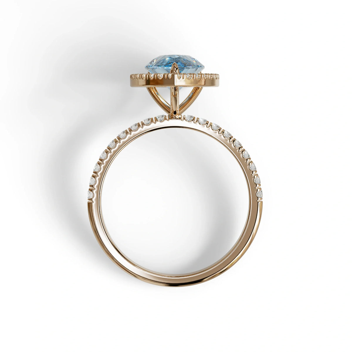 2 Carat Blue Pear Cut Halo & Pave Lab Diamond Ring - Glam Deck