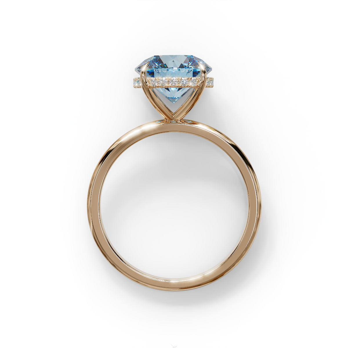 3 Carat Round Blue Hidden Halo Lab Diamond Ring - Luxe Cercle