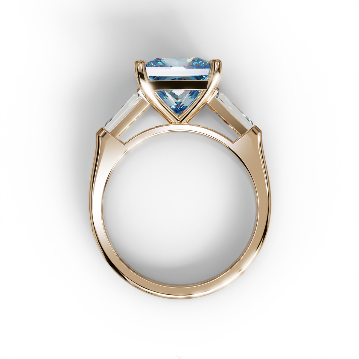 3 Carat Blue Princess & Baguette Cut Lab Grown Diamond Ring - Alluring