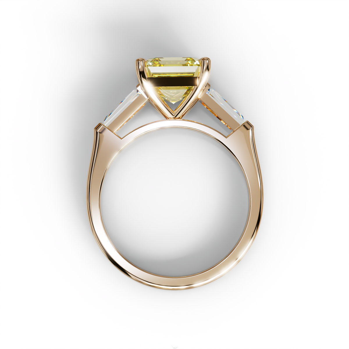 3 Carat Yellow Asscher & Baguette Cut Multi Stone Lab Diamond Ring - Brillante