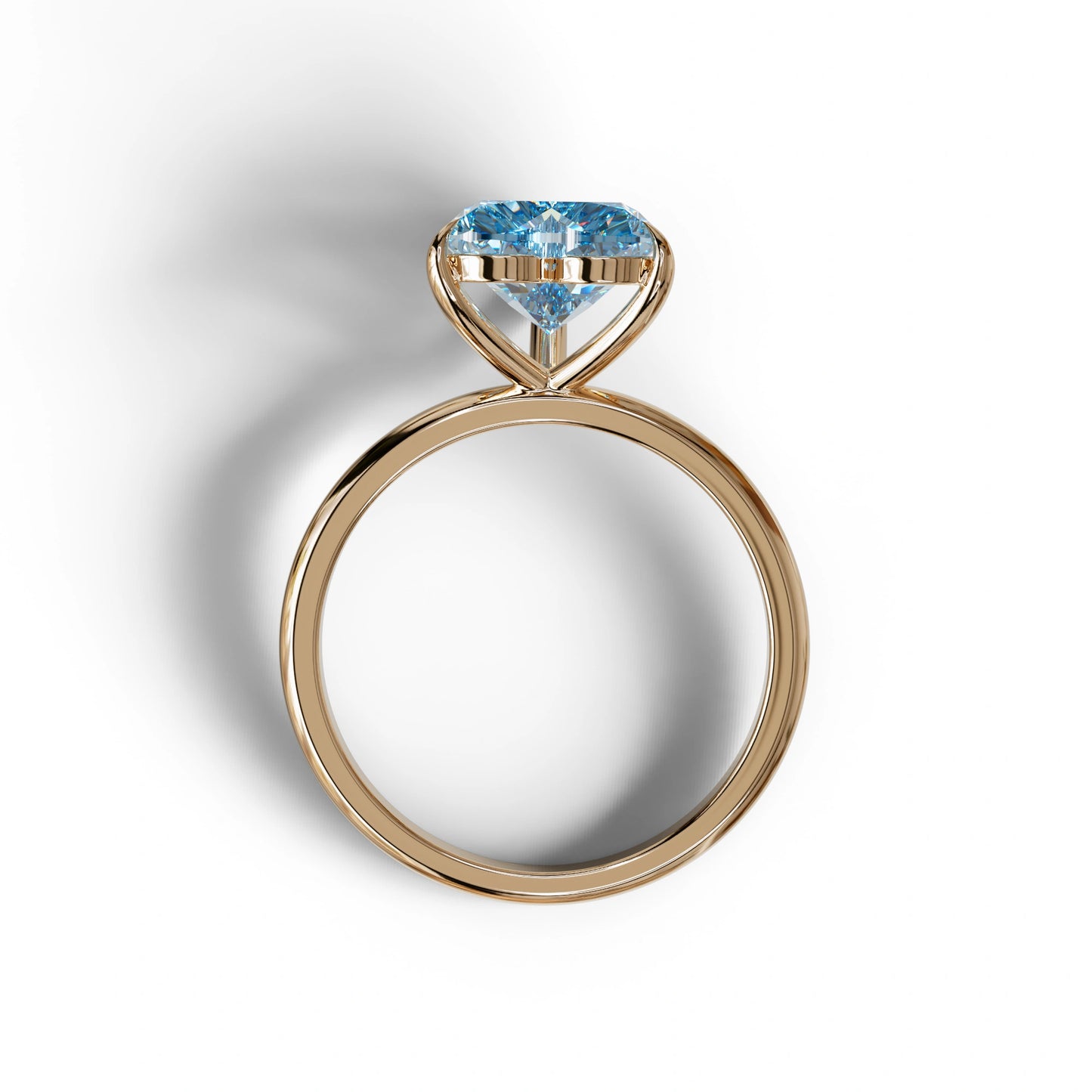 Fancy Blue Heart Cut Solitaire Lab Grown Diamond Engagement Ring - Mellow