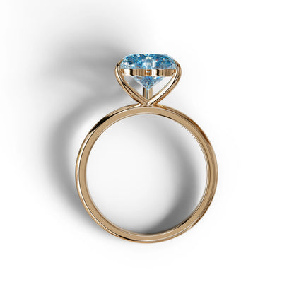 Fancy Blue Heart Cut Solitaire Lab Grown Diamond Engagement Ring - Mellow