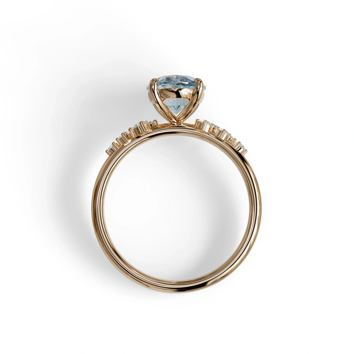Blue Oval Cut Cluster-Vintage Setting Lab Grown Diamond Ring - Celeste Arc