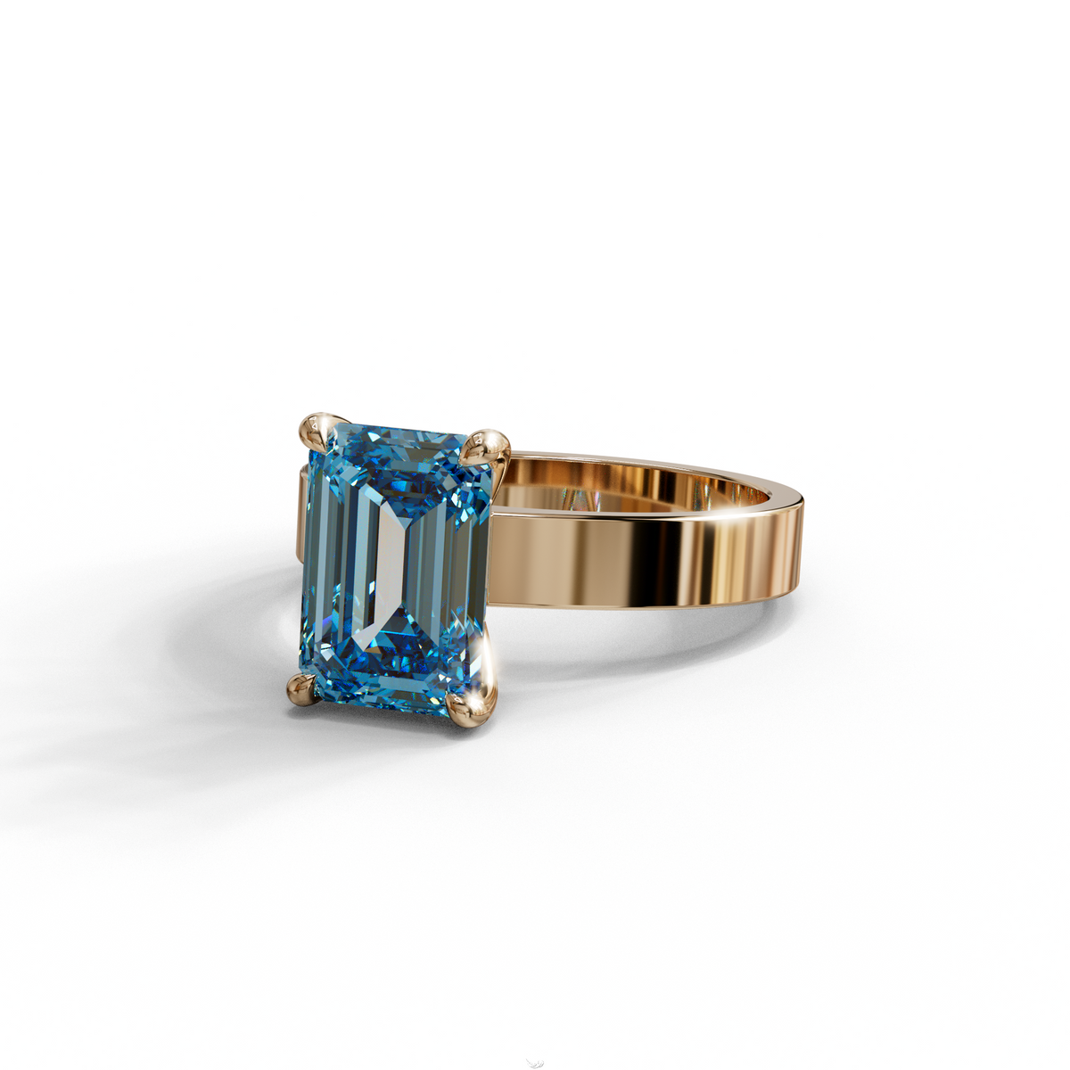 3 Carat Blue Emerald Lab Grown Diamond Solitaire Engagement Ring - Zulu