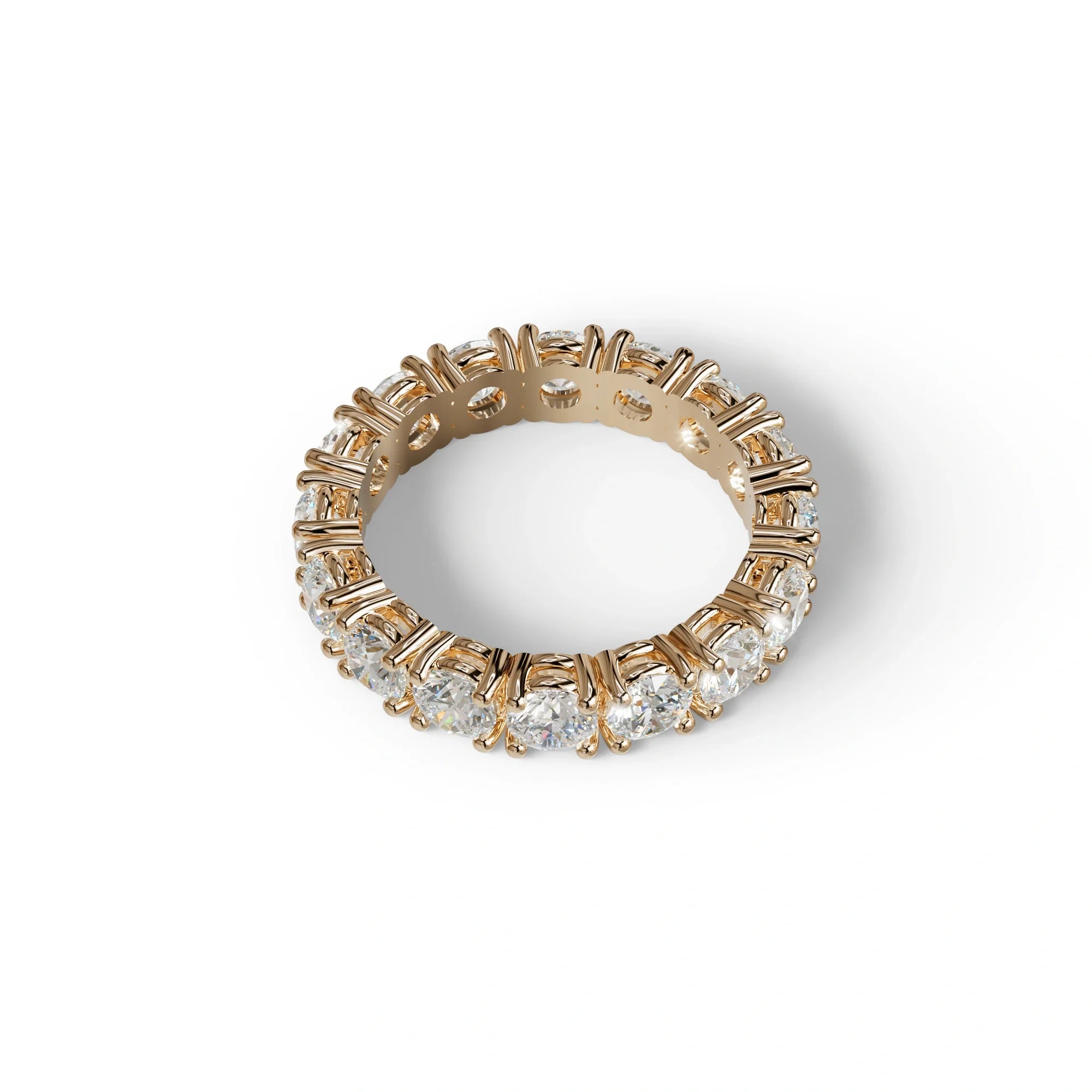 E VVS 5 Carat Round Full Eternity Lab Diamond Band - Prong Setting