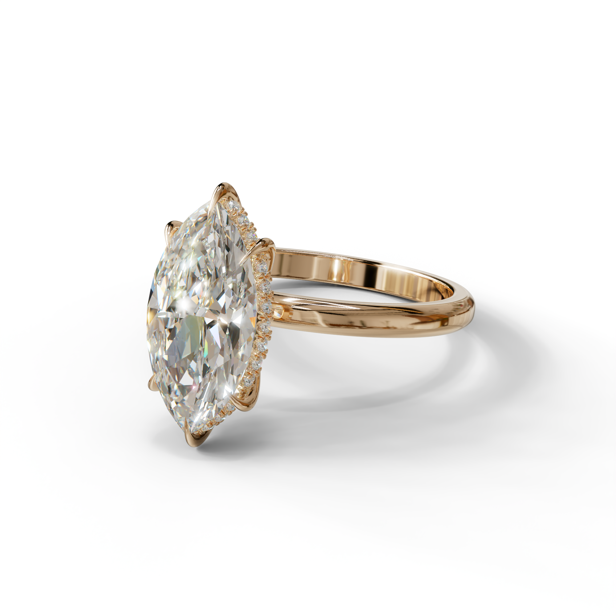 3.5ct E VVS Marquise Cut Hidden Halo & Claw Lab Grown Diamond Engagement Ring - ring