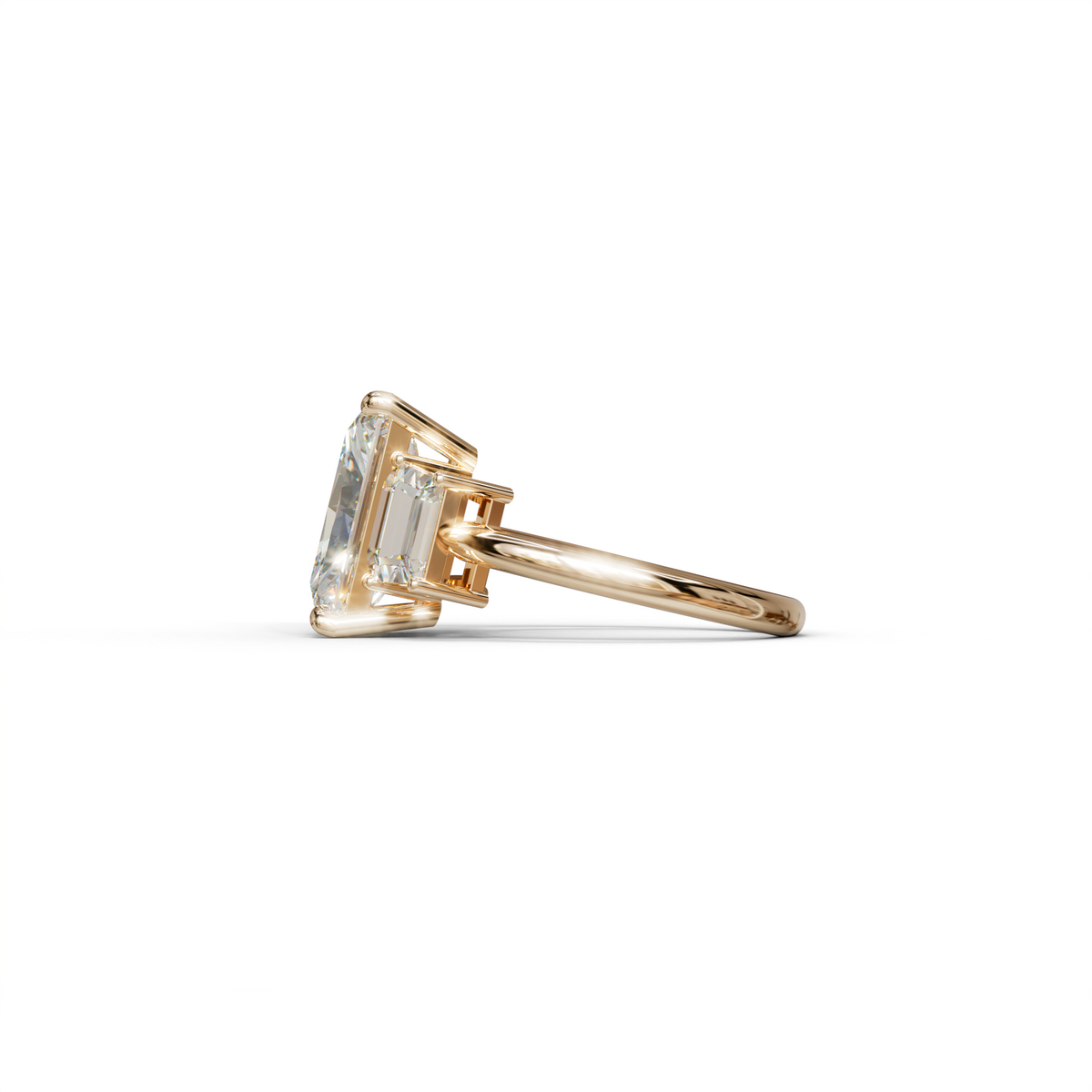 4 Carat Radiant & Trapezoid Three Stone Engagement Ring - Embrace