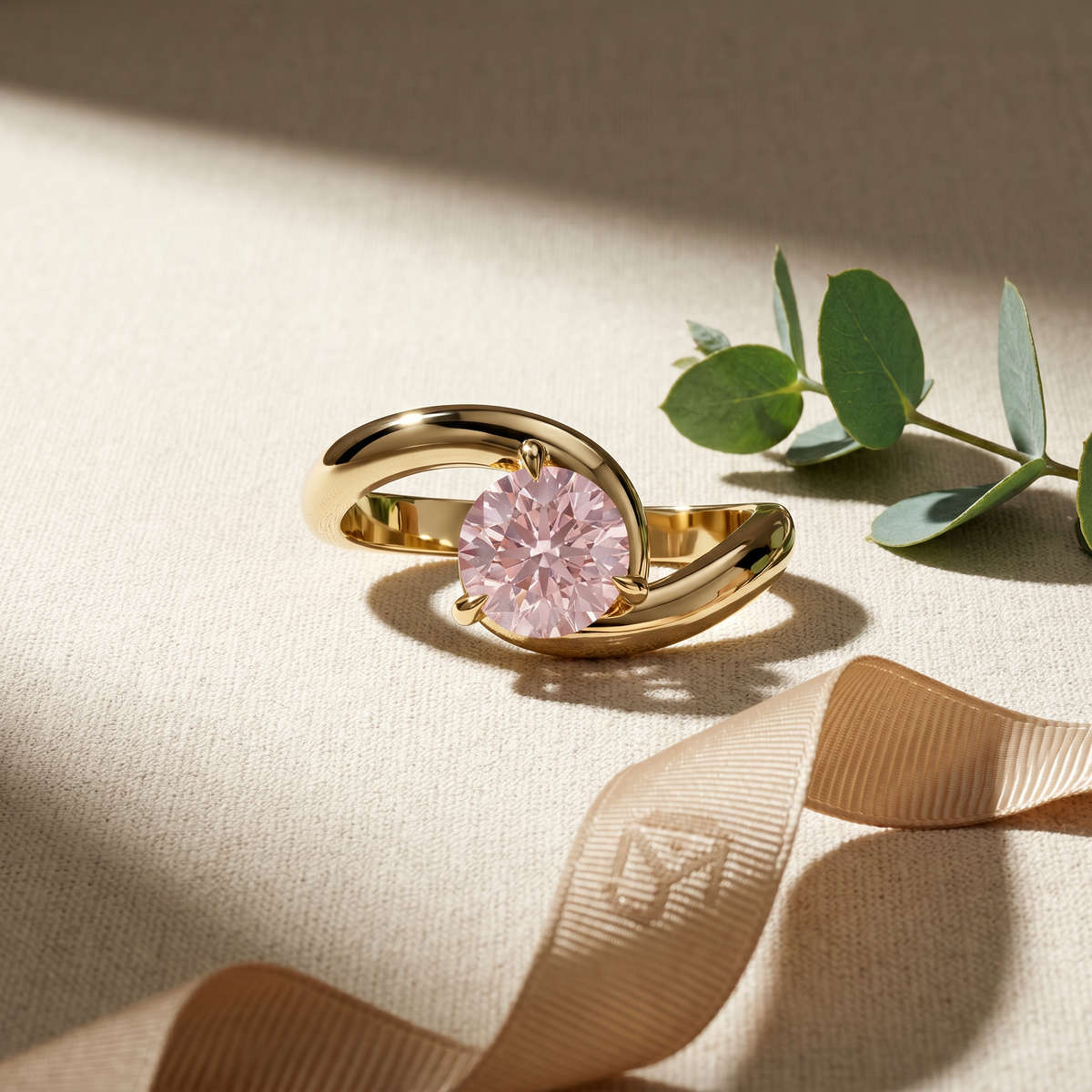 1.5 Carat Pink Lab Grown Diamond Engagement Ring – Round Cut Solitaire | Tauras - Engagement Ring