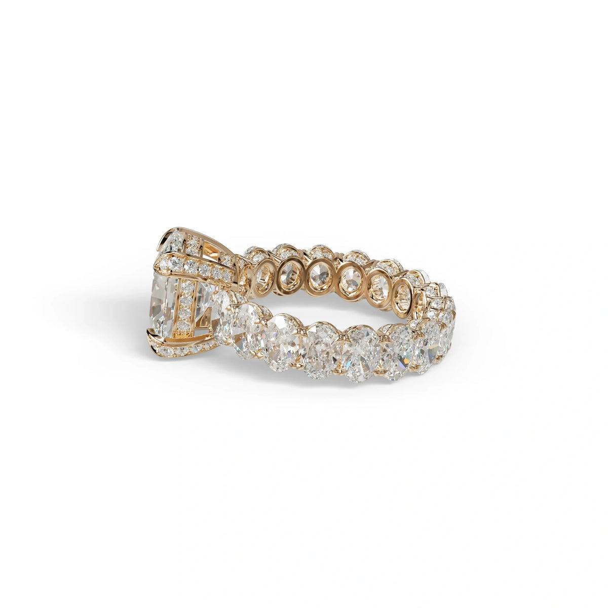 4 Carat E VVS Cushion Cut Full Eternity Lab Grown Diamond Ring - Enigma