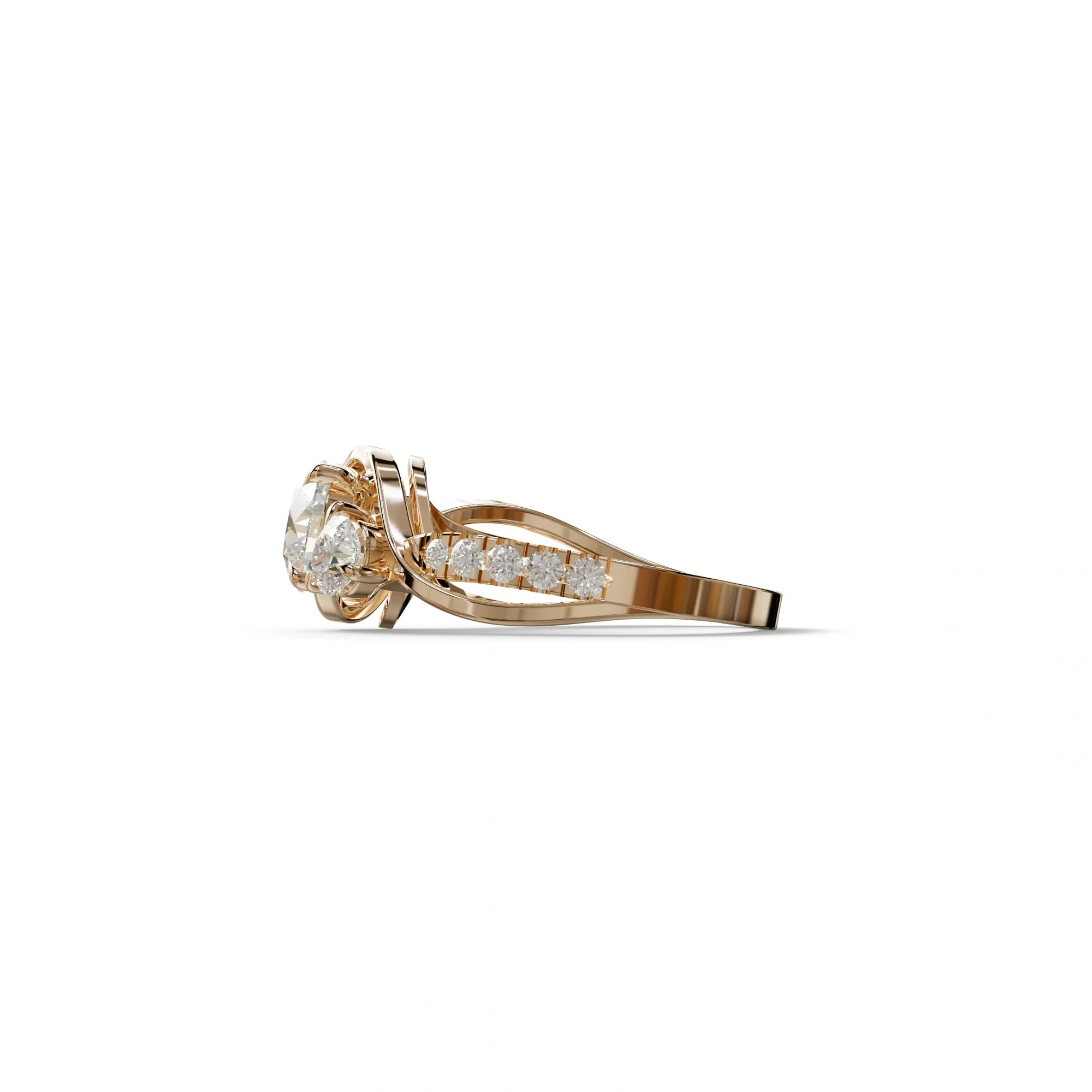 2 Carat Round cut Lab Grown Diamond Curved Engagement Ring - Giverny