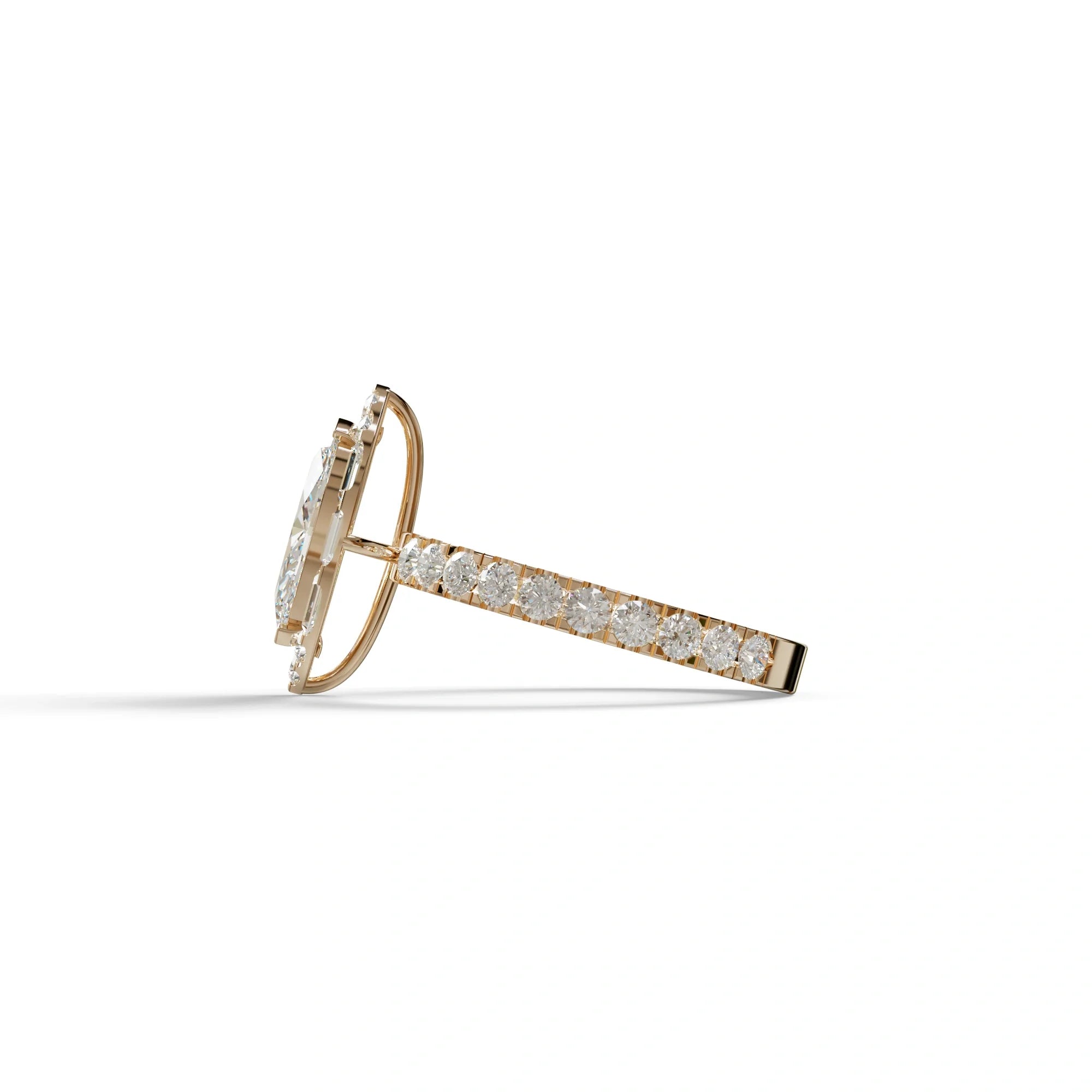 1 Carat E-VVS Marquise Halo Pave Lab Grown Diamond Ring - Luxe