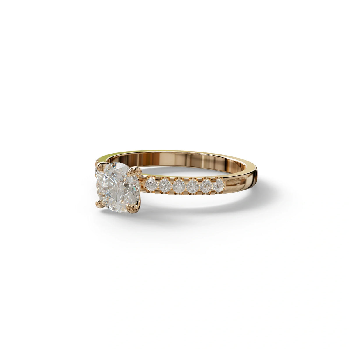 E VVS Round Pave Set Minimalist Engagement Ring - Nova Signature